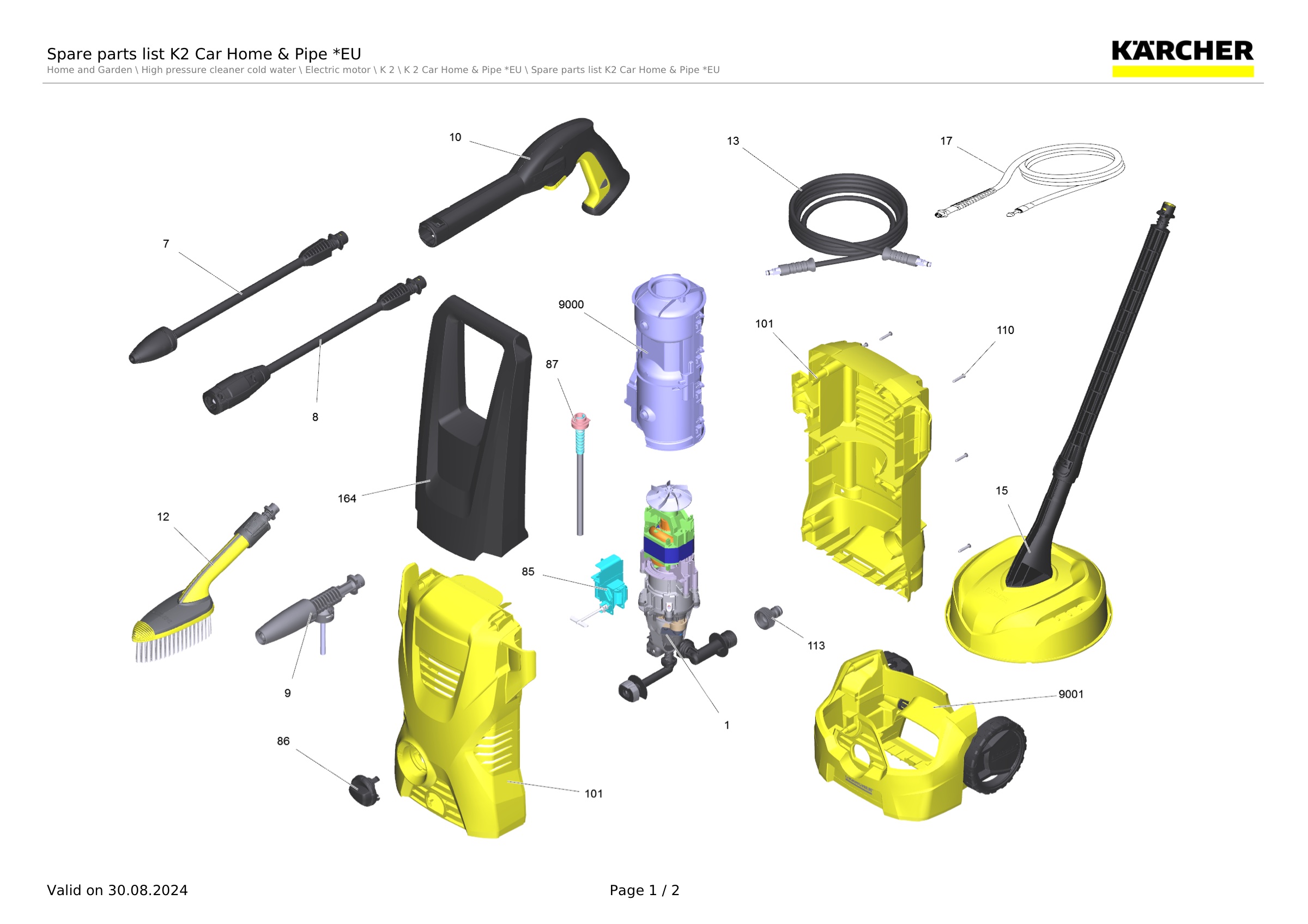 Spare parts list K2 Car Home & Pipe *EU
