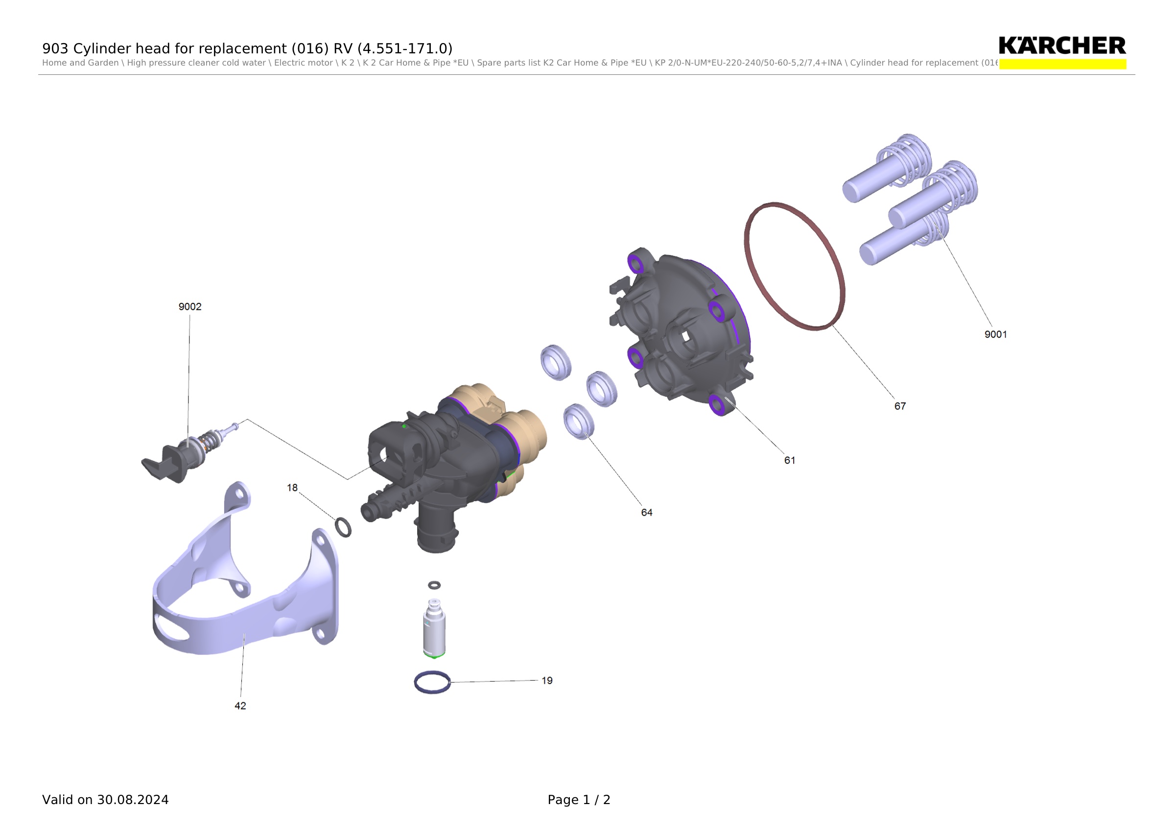 903 Cylinder head for replacement (016) RV (4.551-171.0)