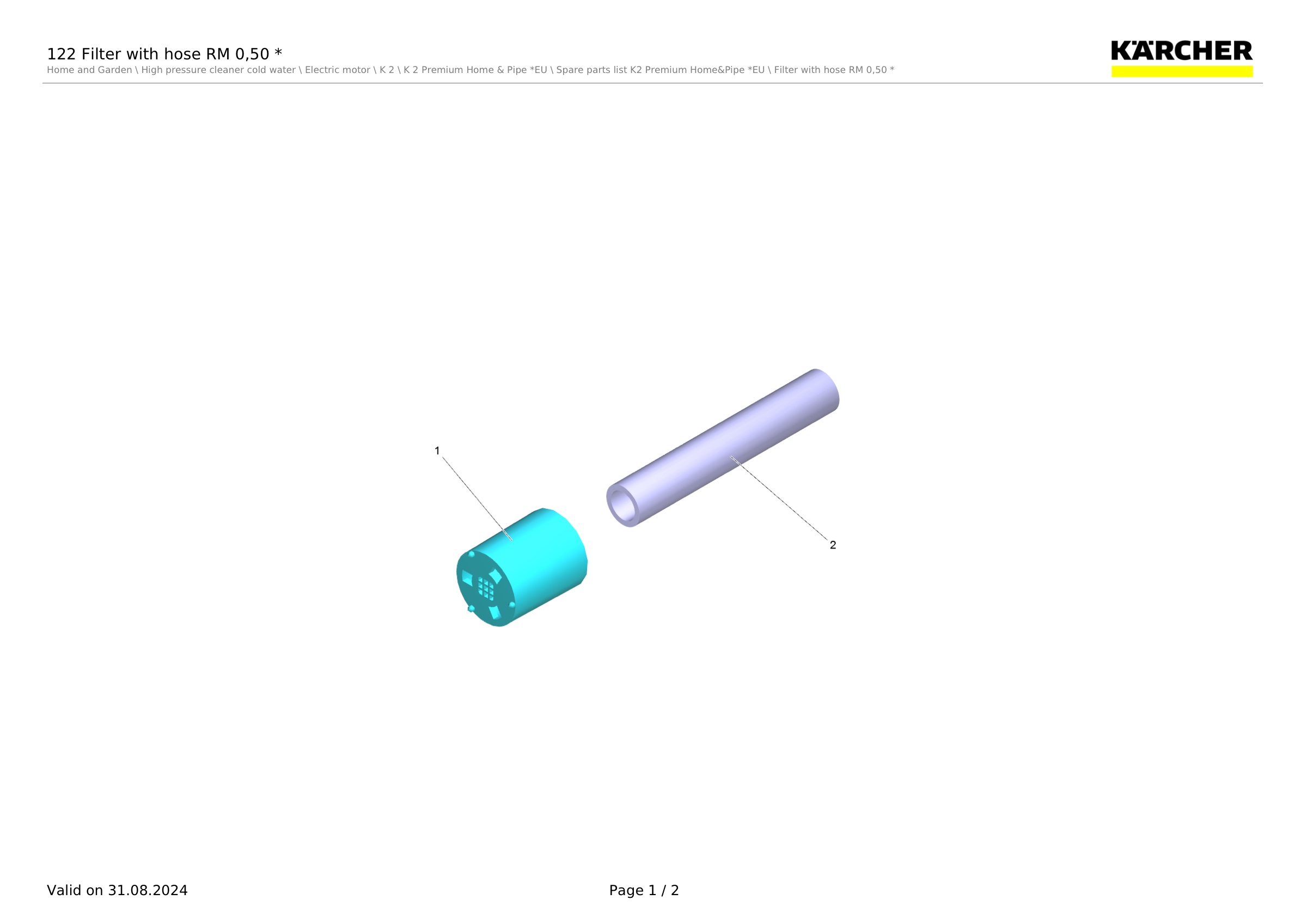 122 Filter with hose RM 0,50 *