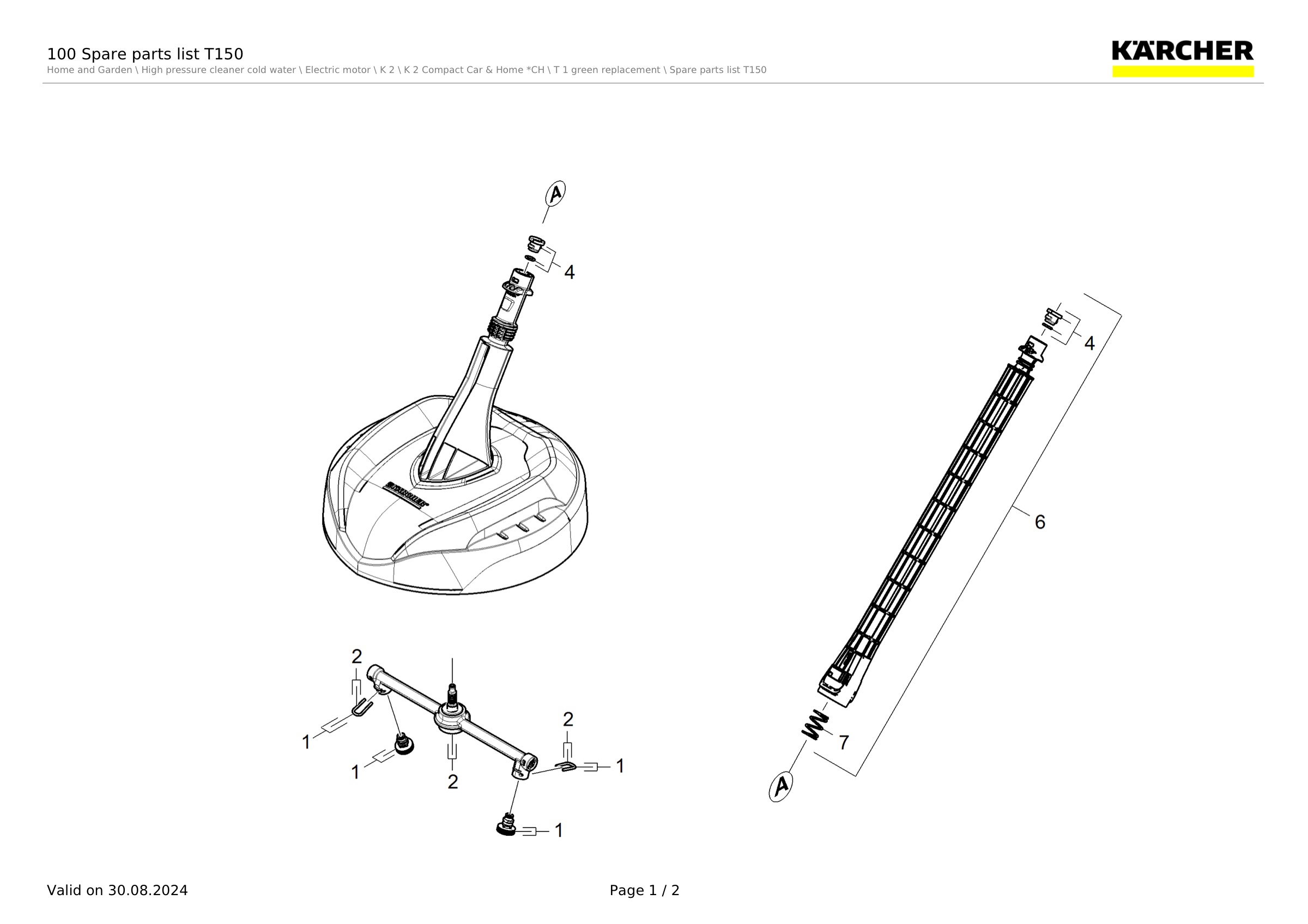 100 Spare parts list T150