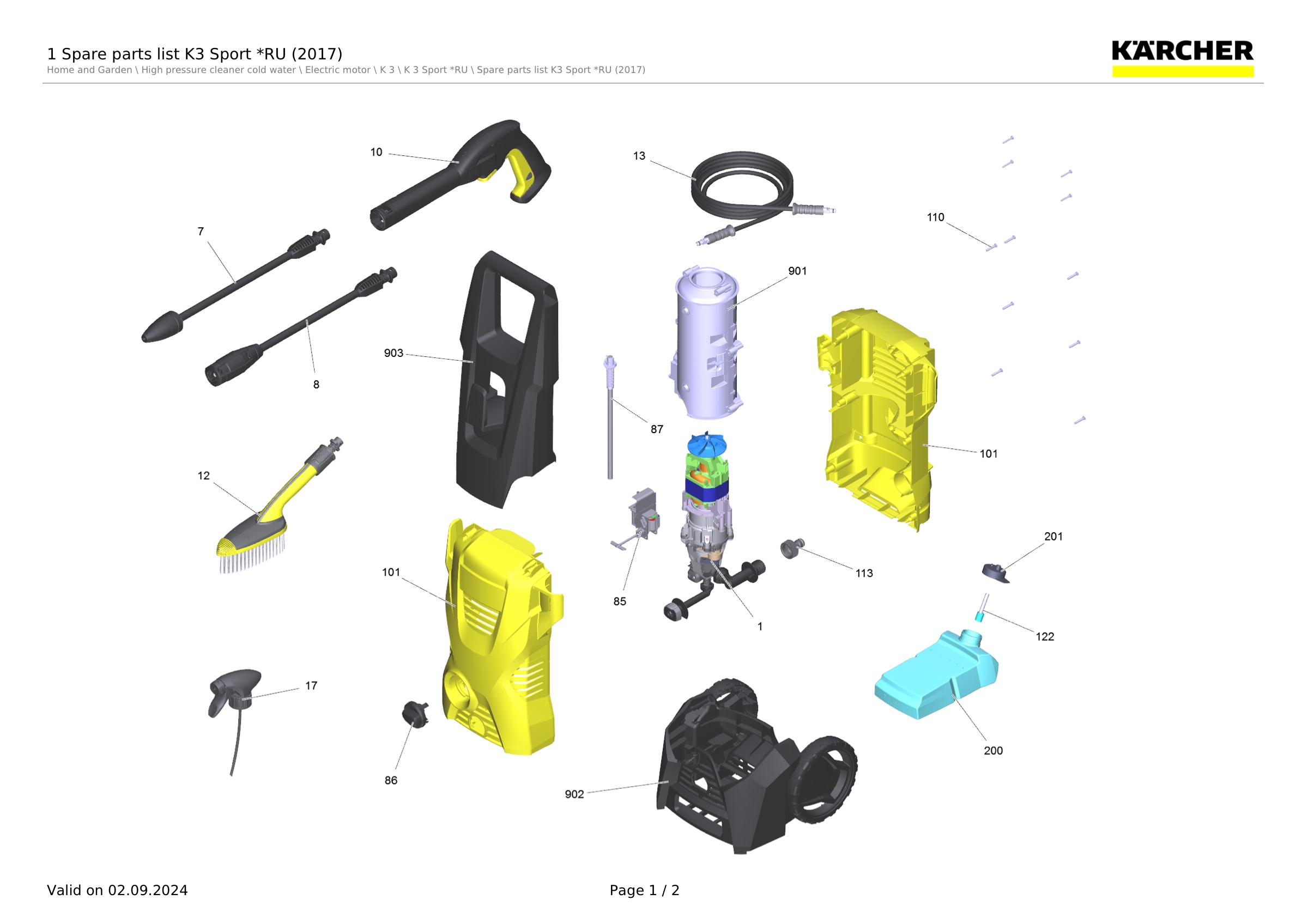 1 Spare parts list K3 Sport *RU (2017)
