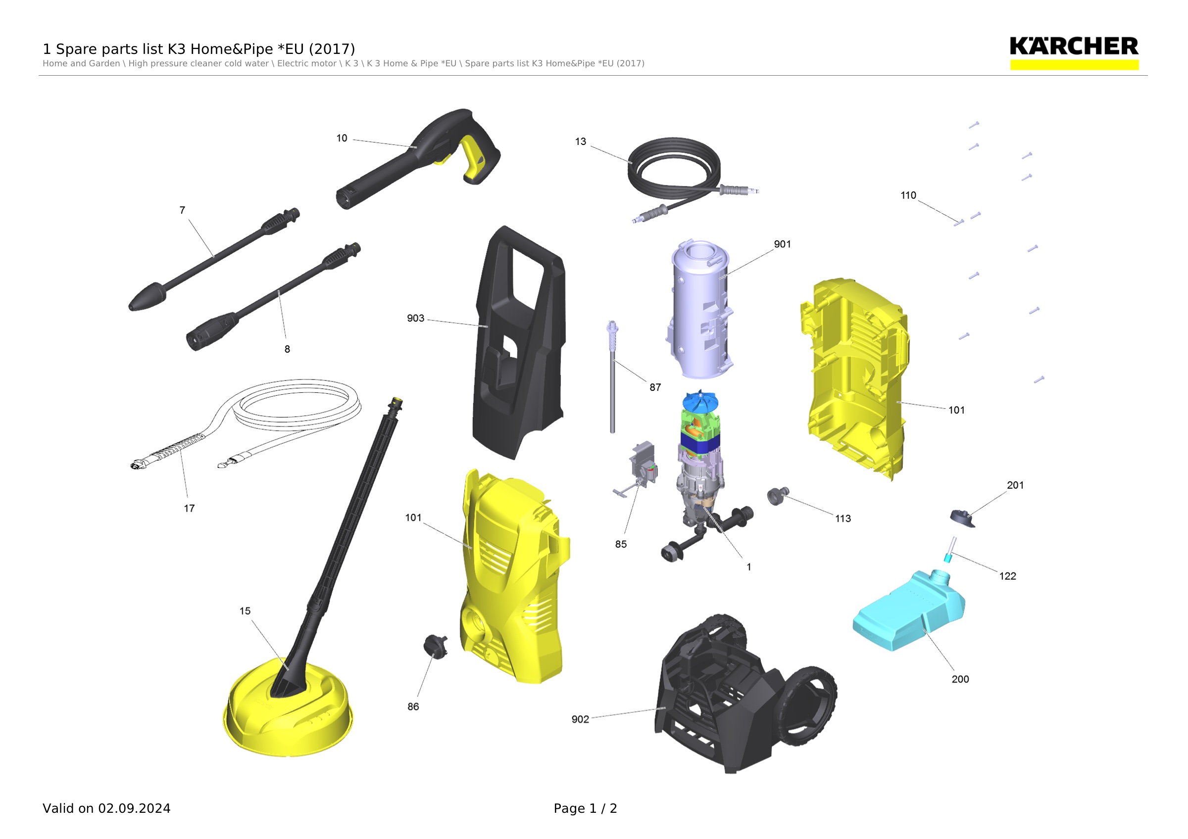 1 Spare parts list K3 Home&Pipe *EU (2017)