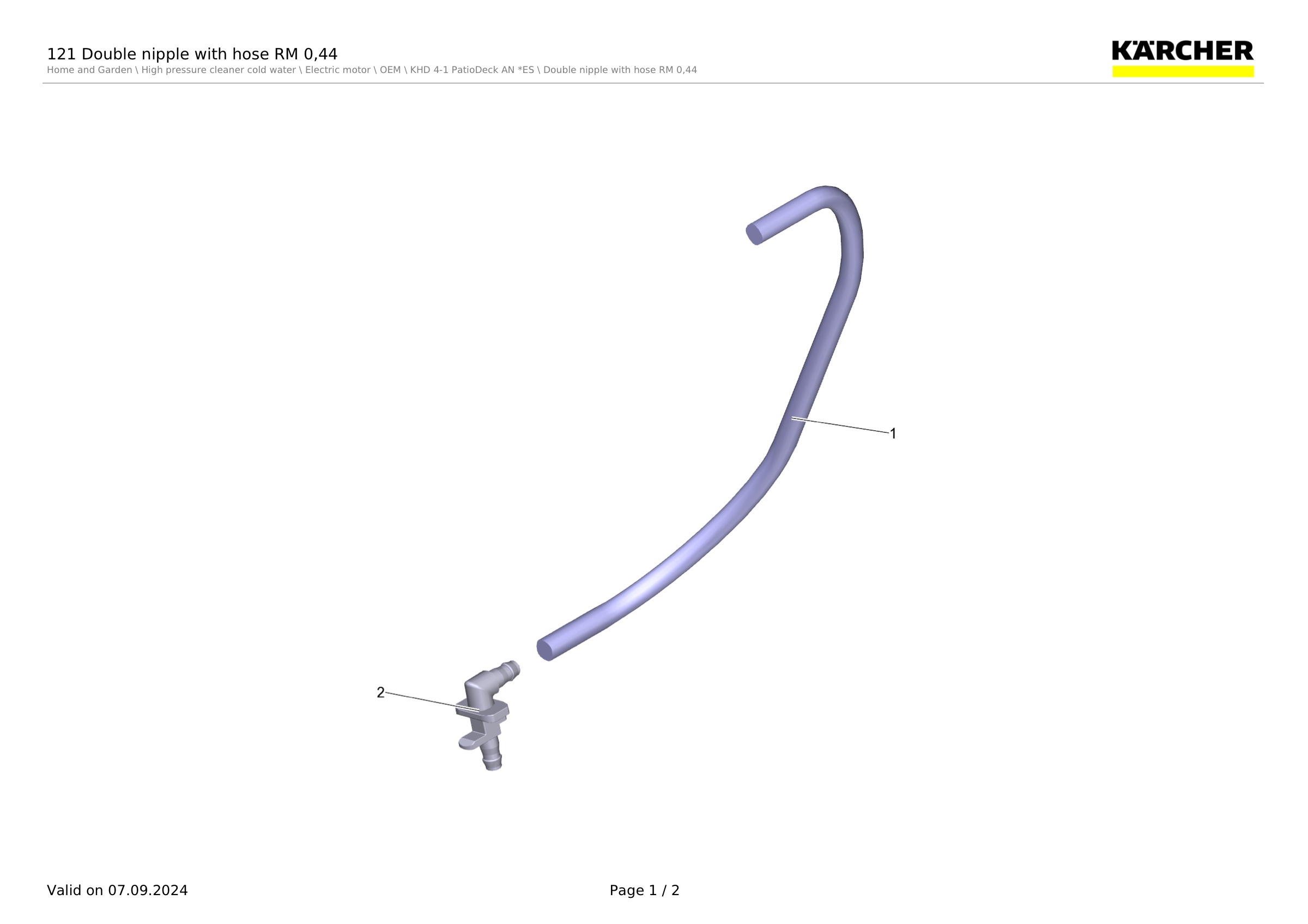 121 Double nipple with hose RM 0,44