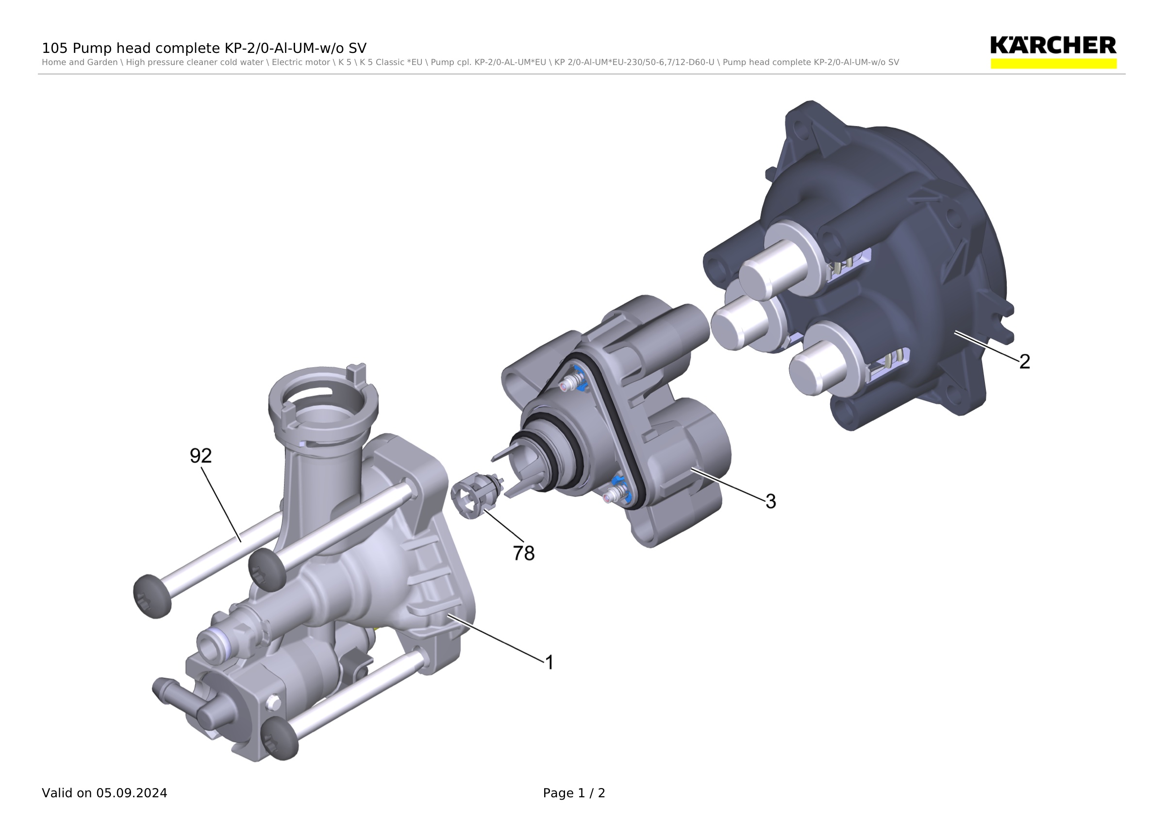 105 Pump head complete KP-2/0-Al-UM-w/o SV