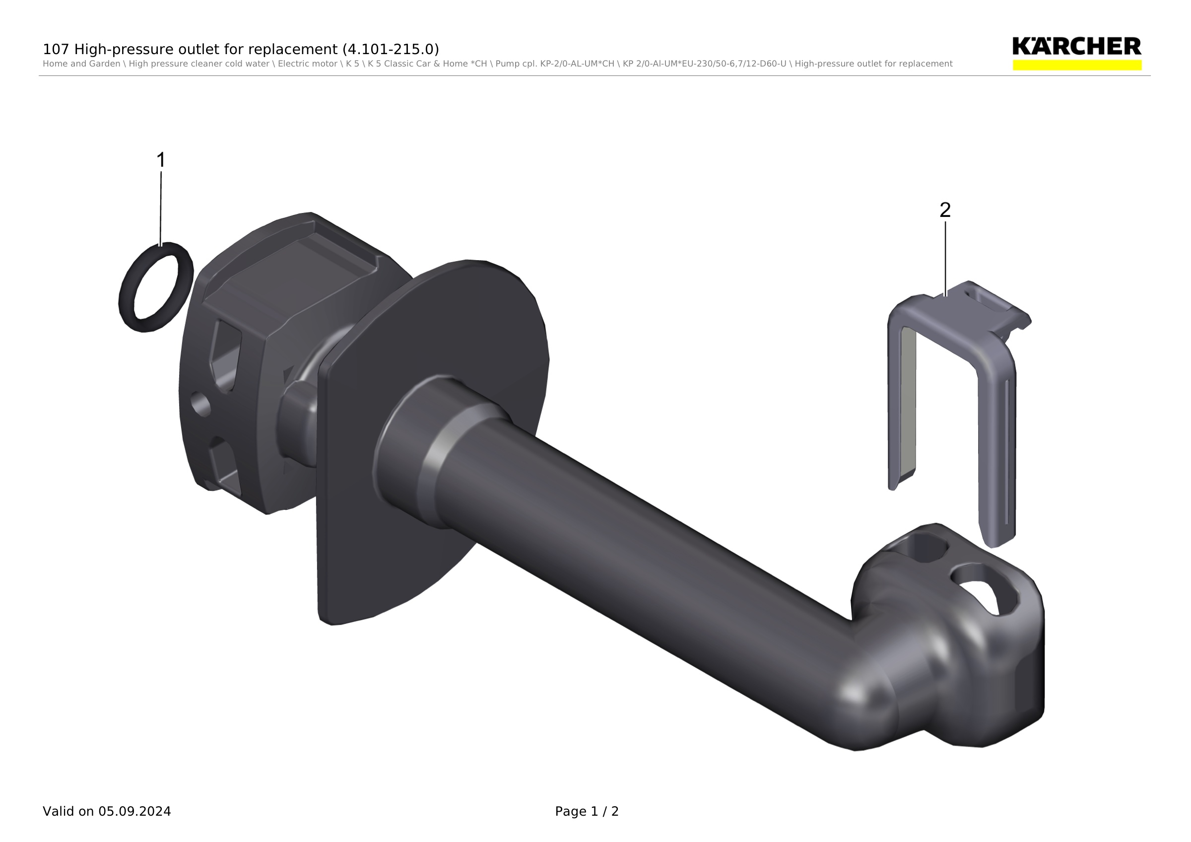 107 High-pressure outlet for replacement (4.101-215.0)