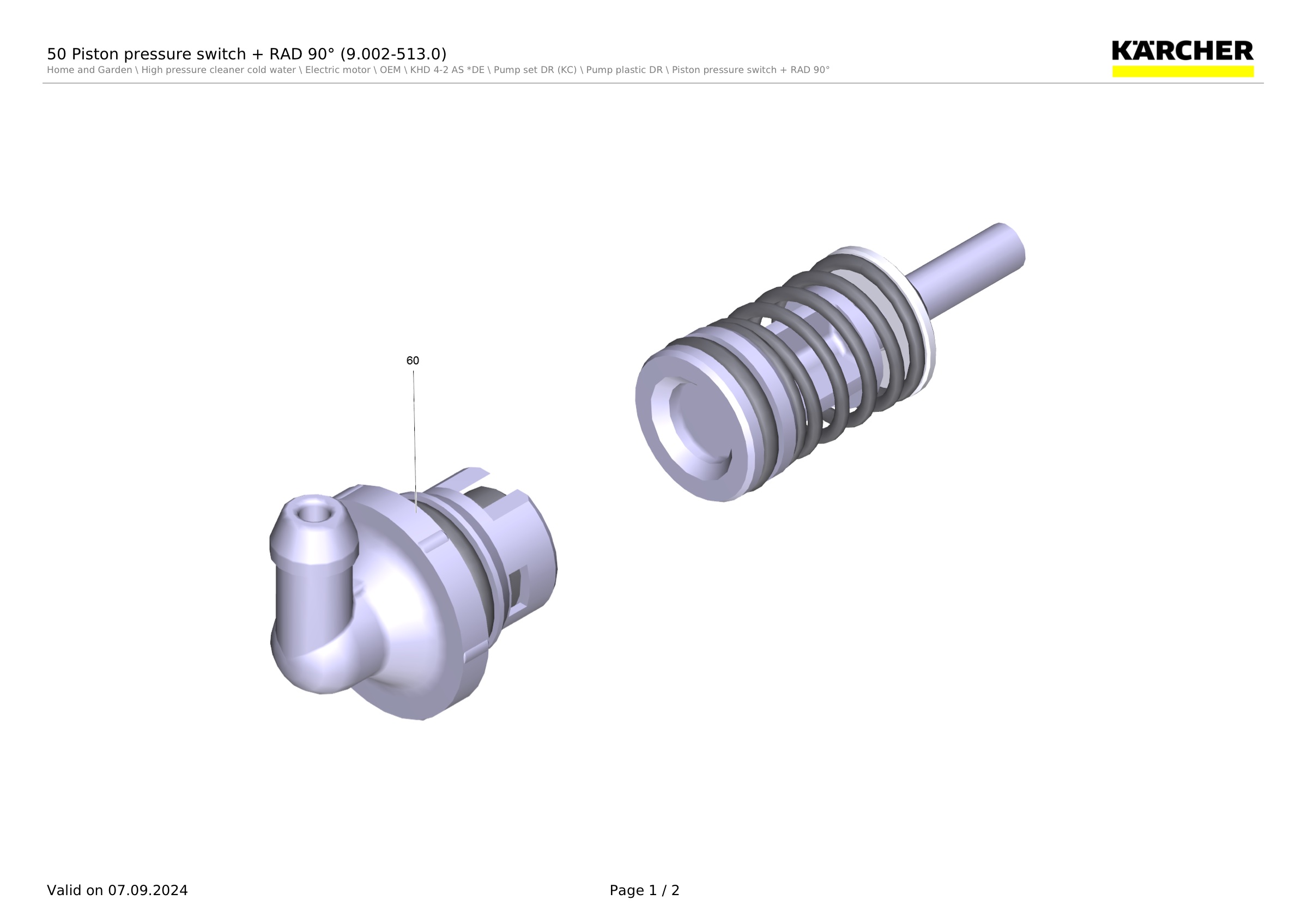 50 Piston pressure switch + RAD 90° (9.002-513.0)