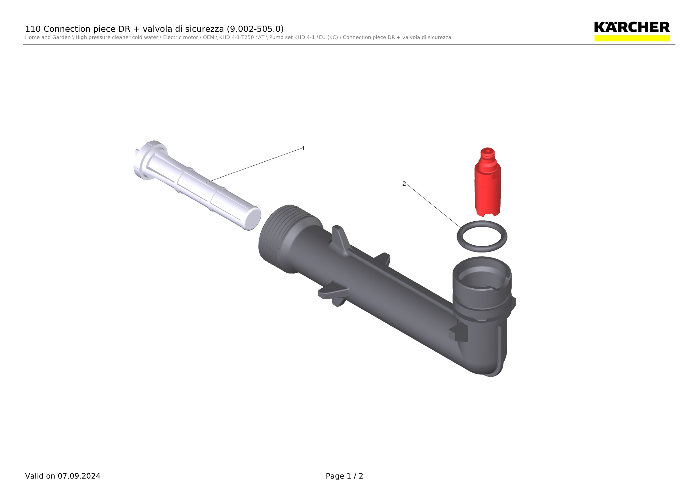 110 Connection piece DR + valvola di sicurezza (9.002-505.0)