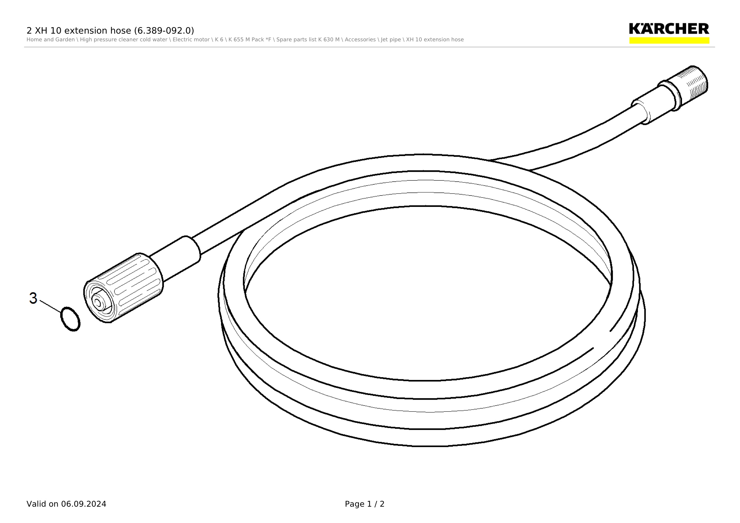 2 XH 10 extension hose (6.389-092.0)