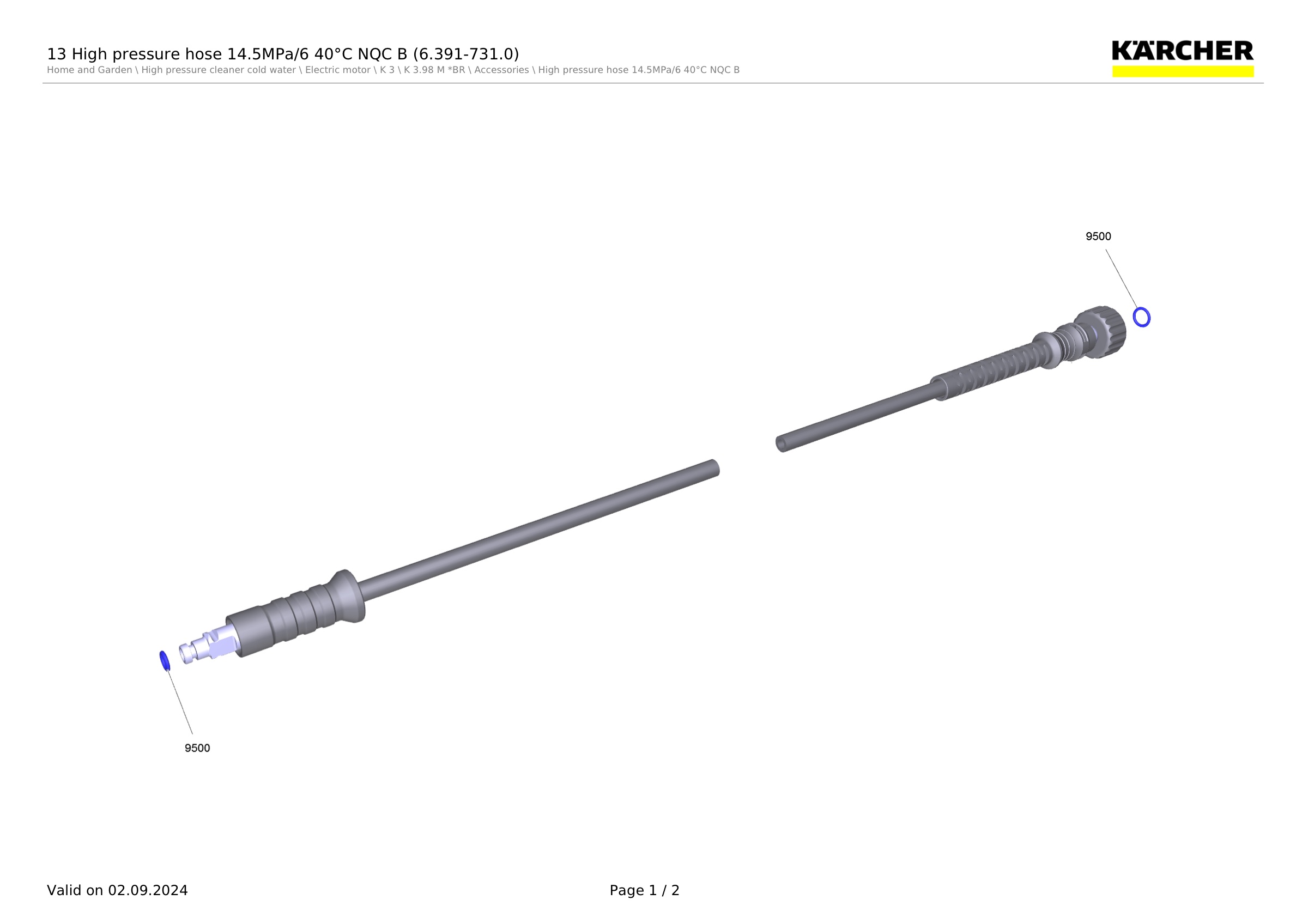 13 High pressure hose 14.5MPa/6 40°C NQC B (6.391-731.0)