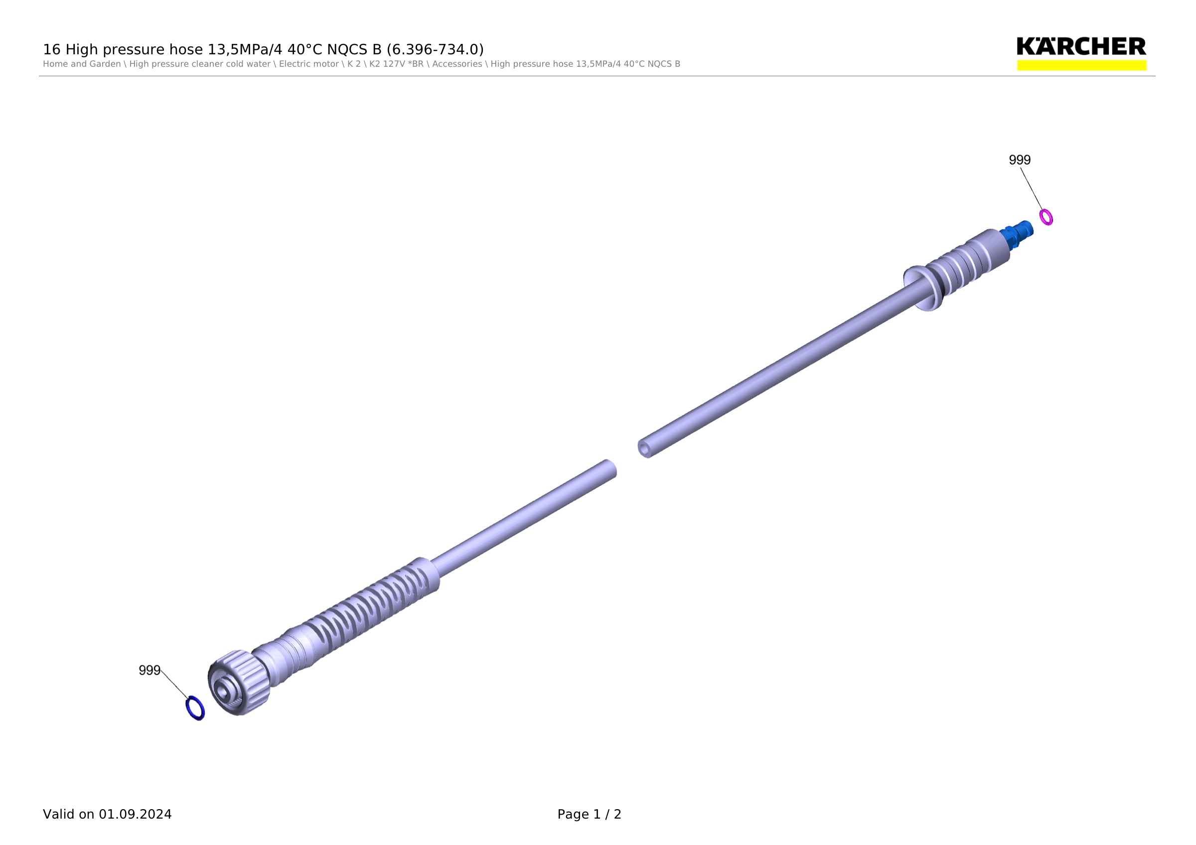 16 High pressure hose 13,5MPa/4 40°C NQCS B (6.396-734.0)