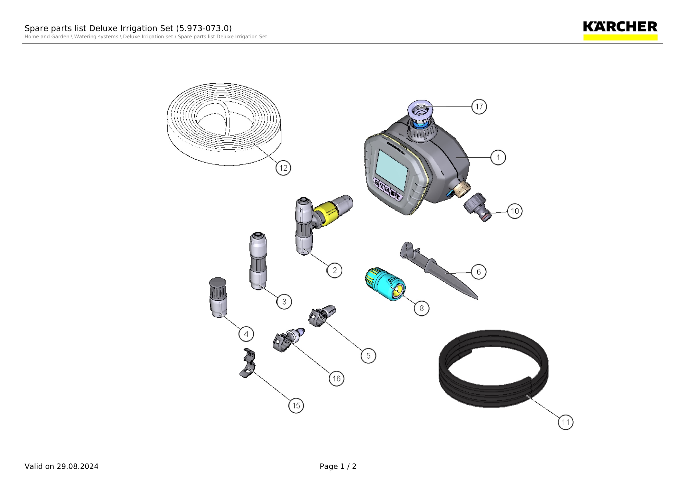 Spare parts list Deluxe Irrigation Set (5.973-073.0)