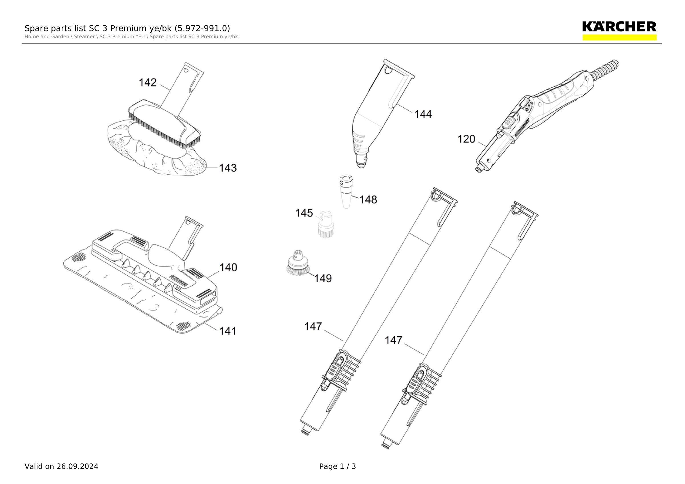 Spare parts list SC 3 Premium ye/bk (5.972-991.0)