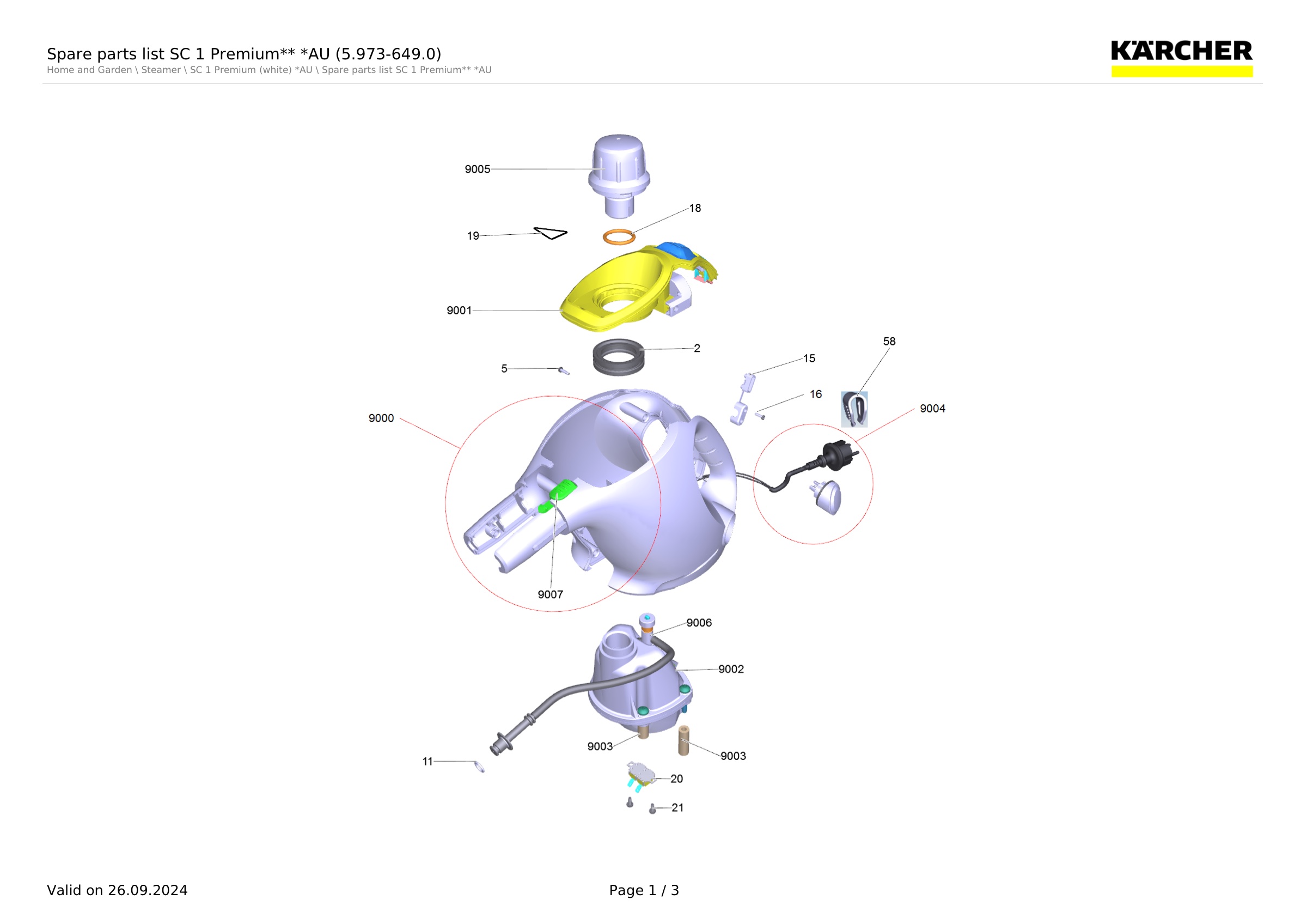 Spare parts list SC 1 Premium** *AU (5.973-649.0)