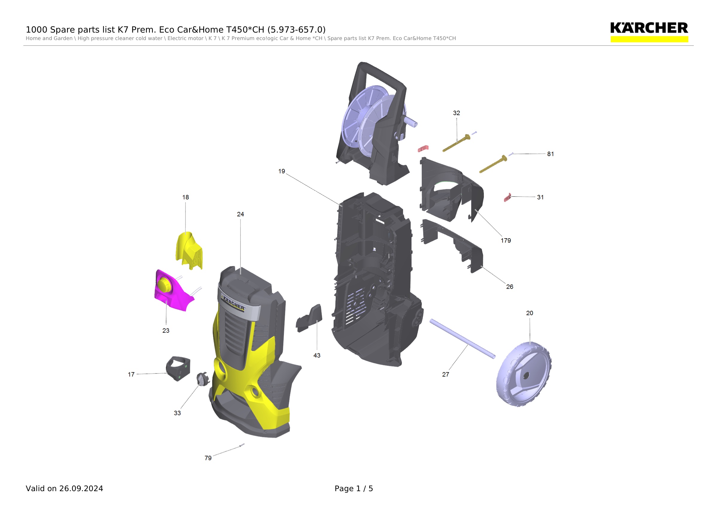 1000 Spare parts list K7 Prem. Eco Car&Home T450*CH (5.973-657.0)