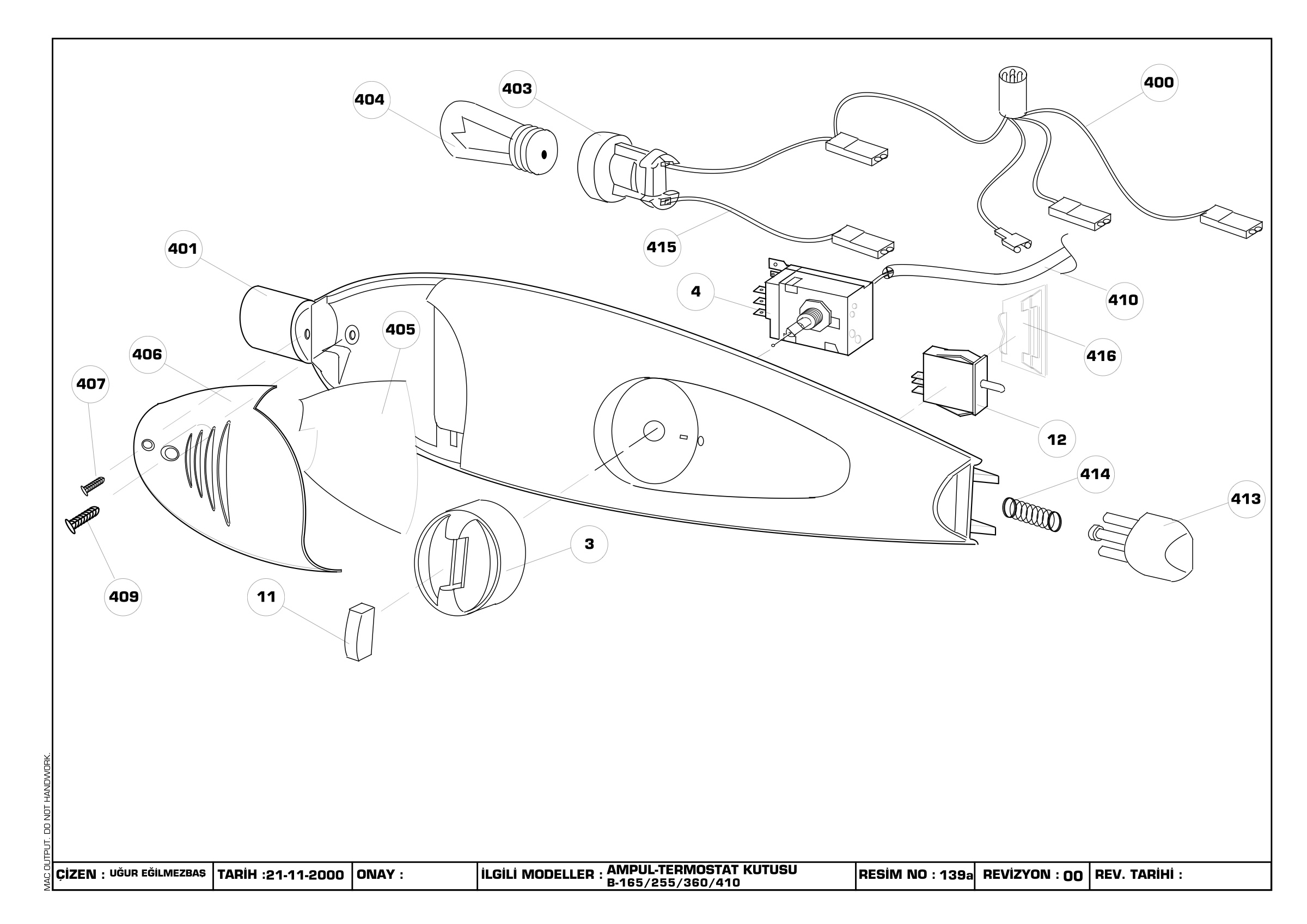 LIGHT/THERMOSTAT BOX ASS'Y (B-165)