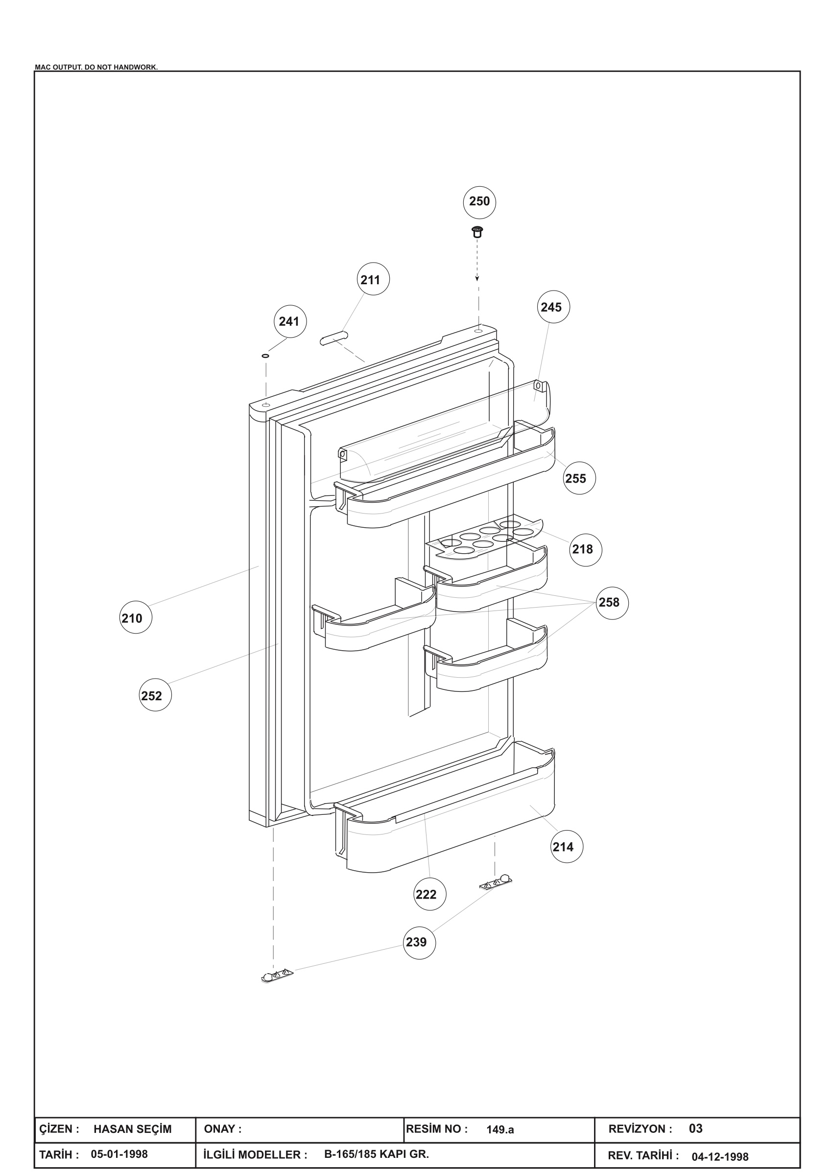 DOOR ASSY' ( B-185/165)