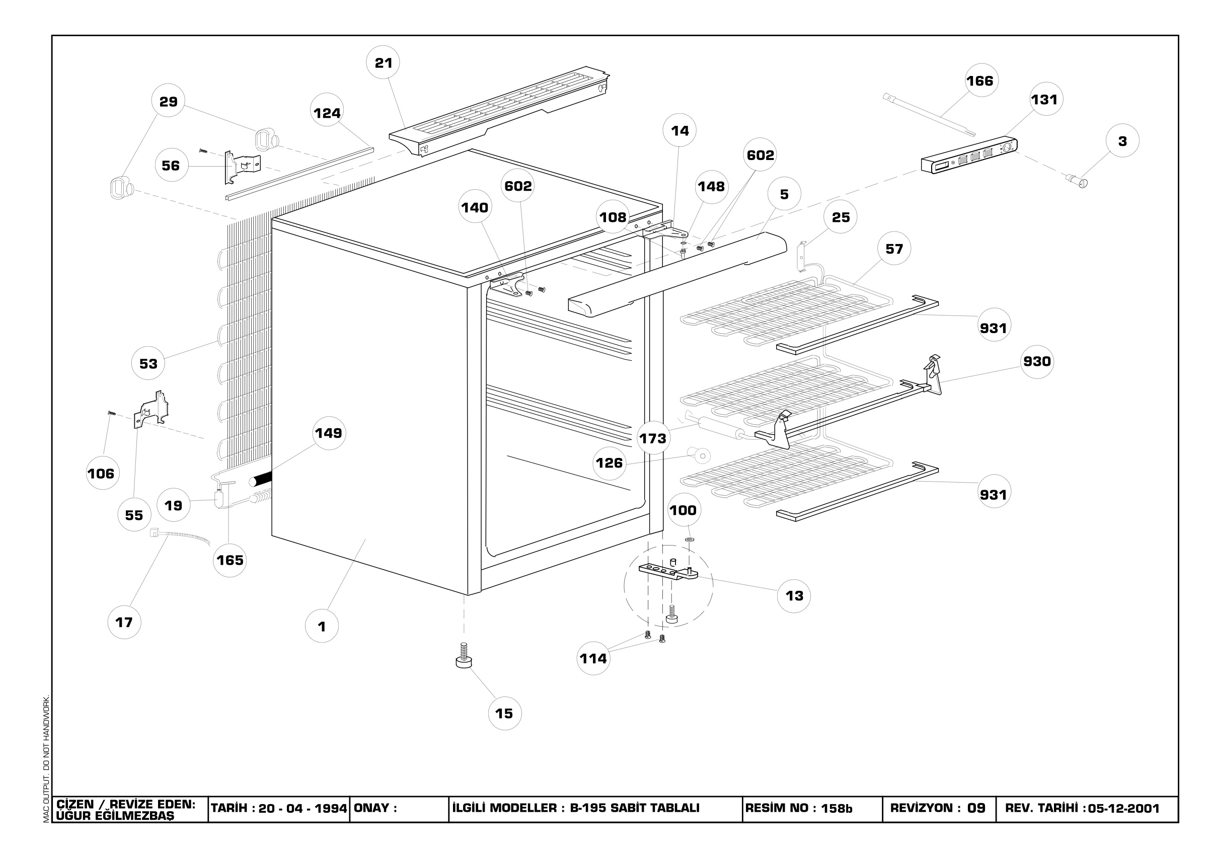 CABINET ASSEMBLY( B-195 FIXED TABLE)