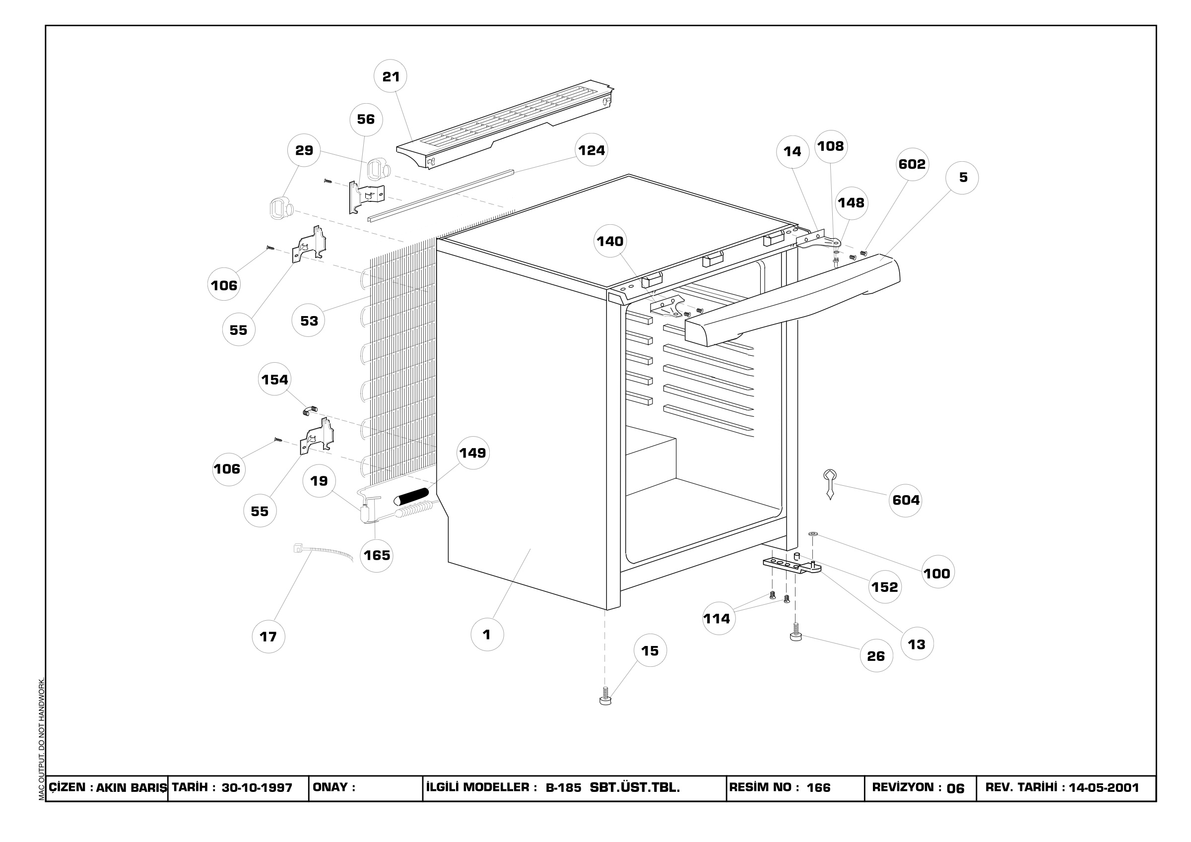 CABINET ASSY. (B-185 FIXED TABLE)