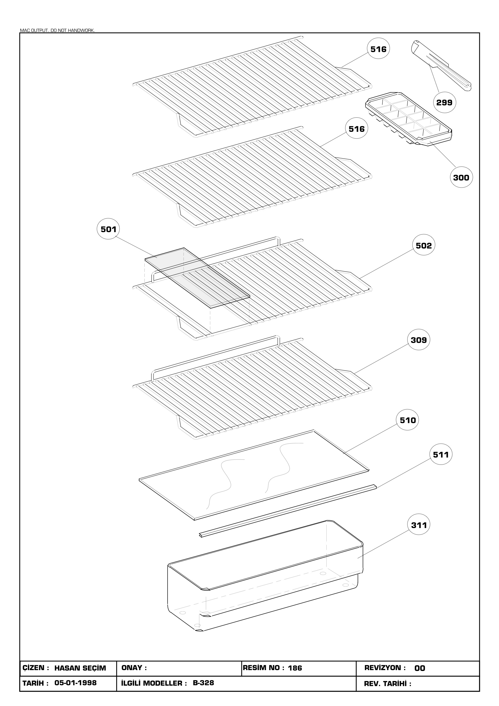 CABINET ACCESSORIES (B-328 WIRE SHELF-W/O PROFILE)
