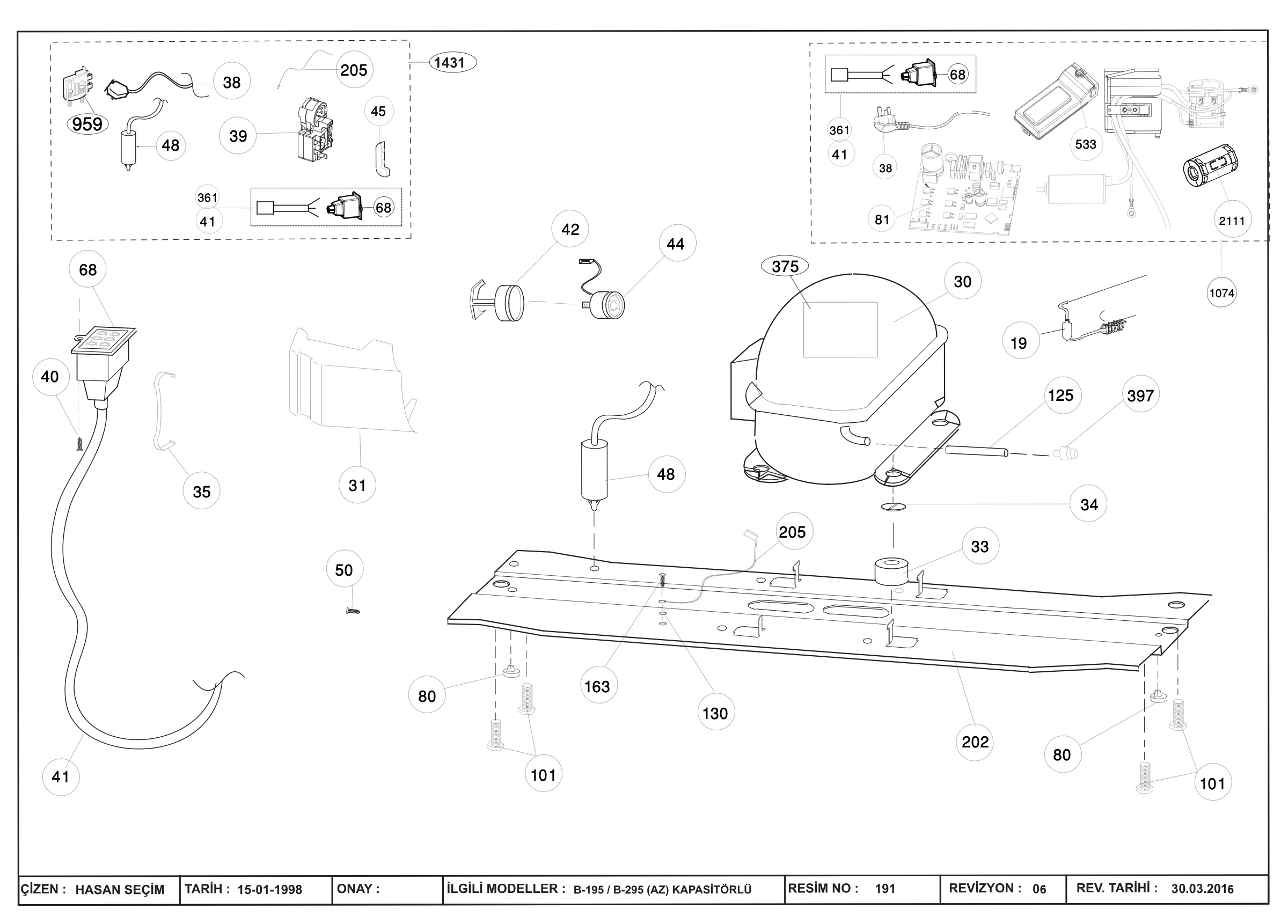 COMP.TERMINAL ASSY.(B-195/295 with Capasitor)
