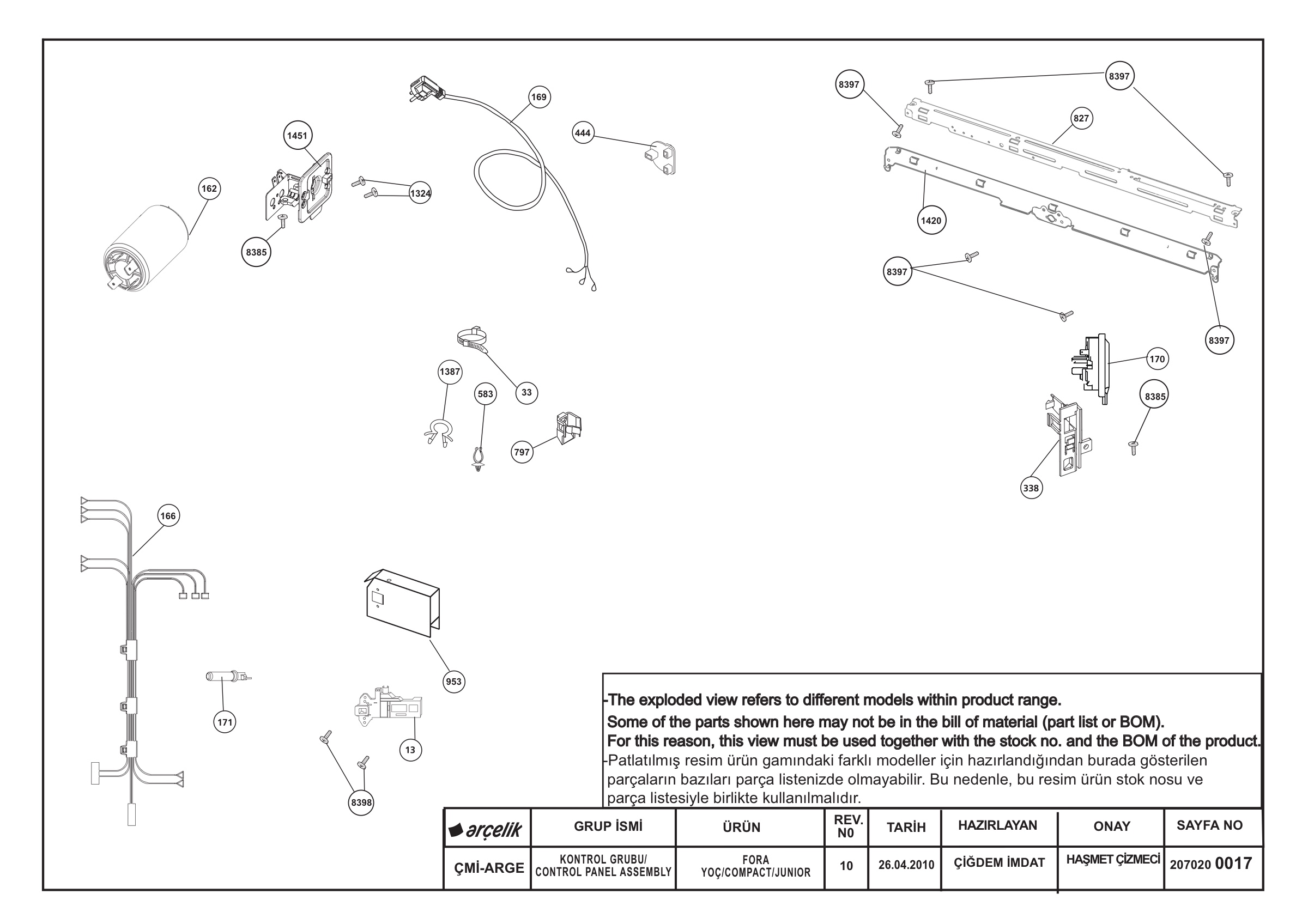 CONTROL PANEL ASSEMBLY REV-10