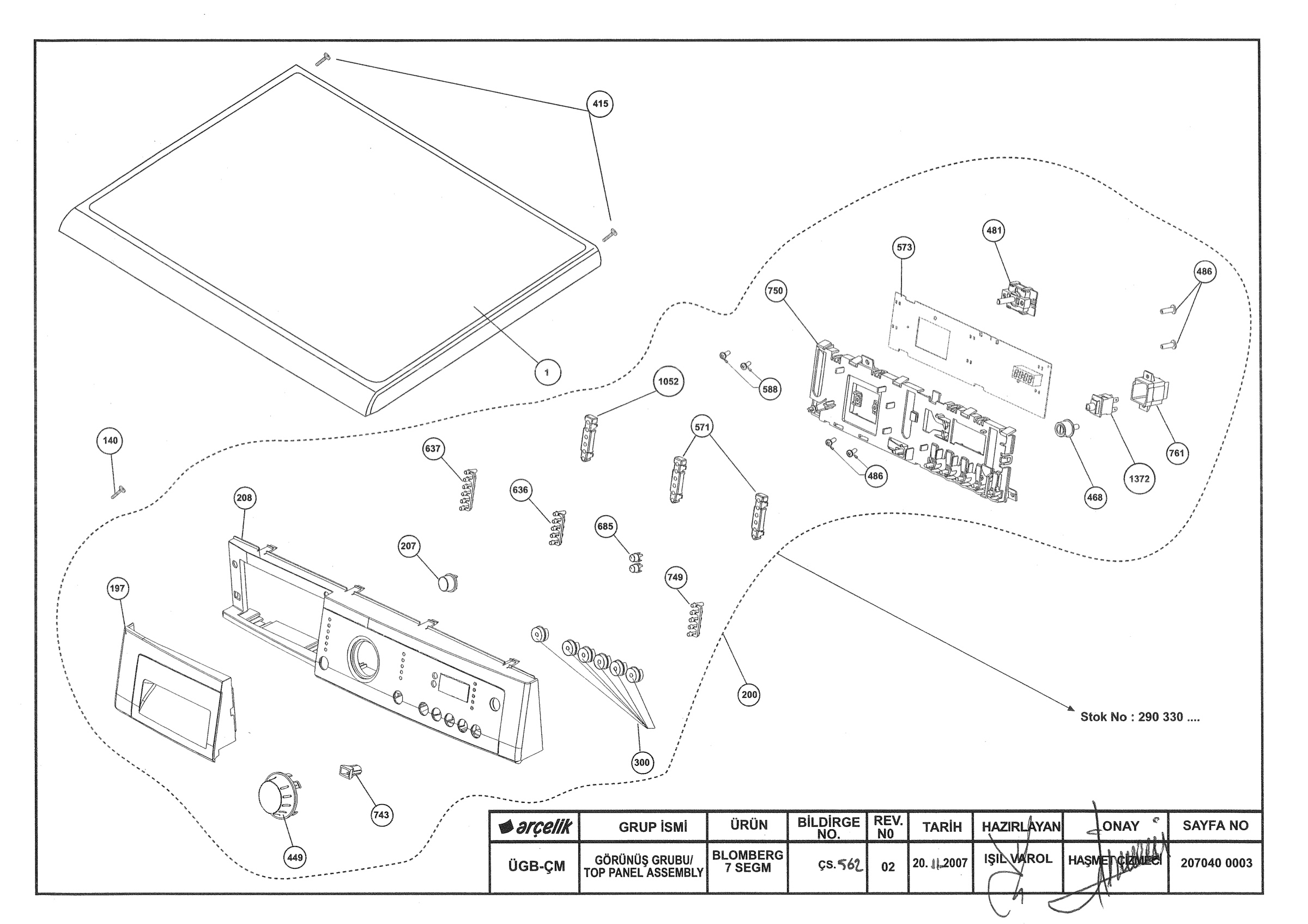 TOP PANEL ASSEMBLY BLOMBERG 7 SEG (REV-02)