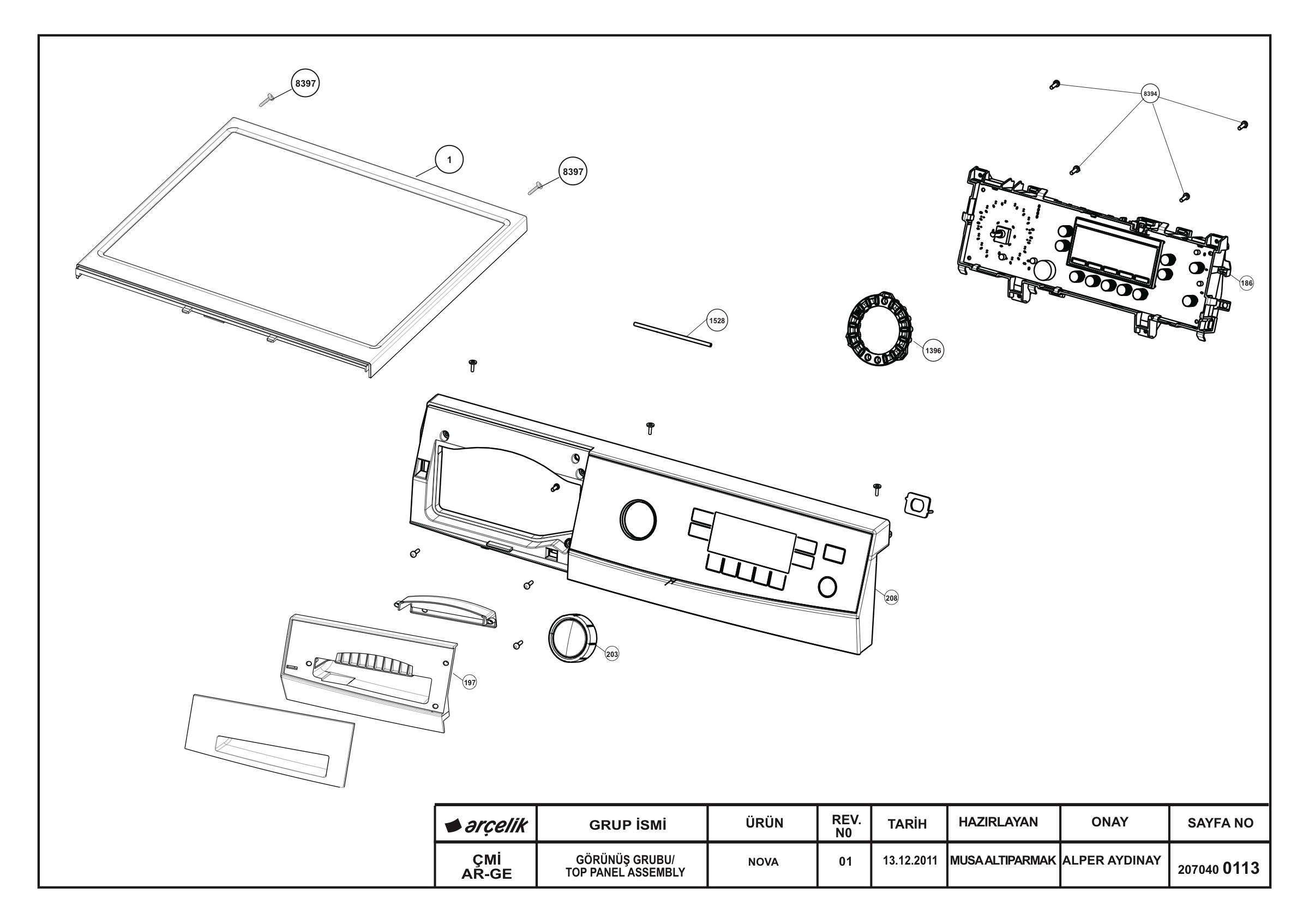 Front Panel & Top Frame Group