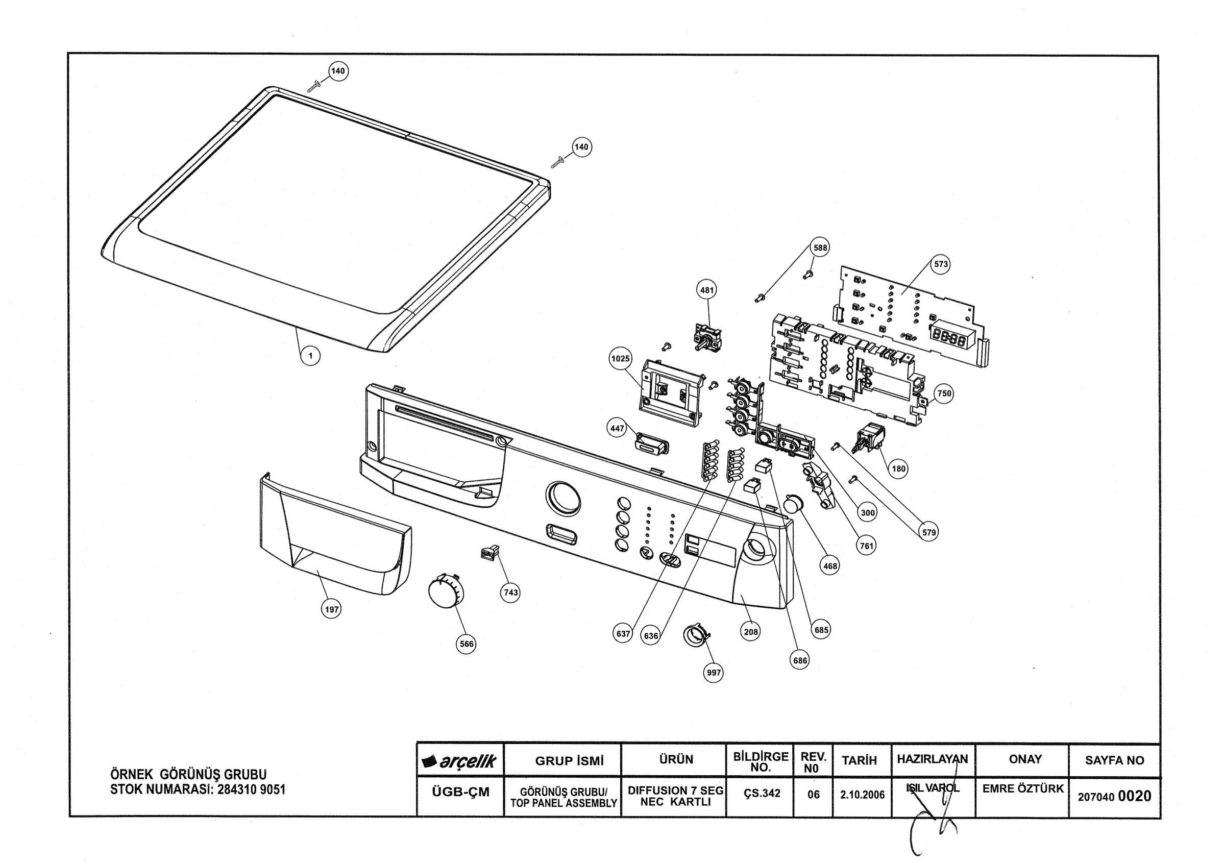 TOP PANEL ASSEMBLY DIFFUSION 7SEG (REV-06)