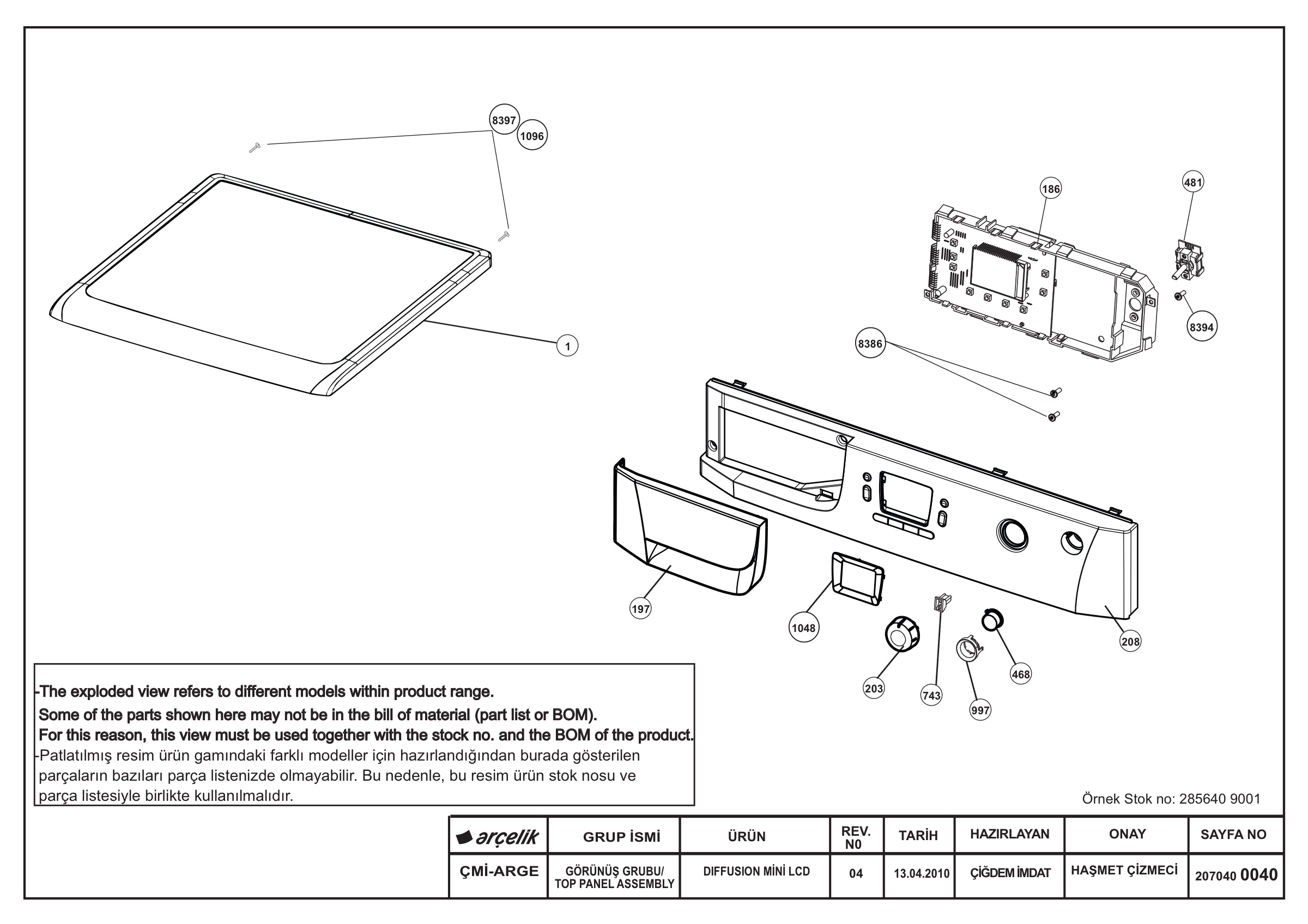 TOP PANEL ASSEMBLY DIFFUSION MINI LCD (REV_04)