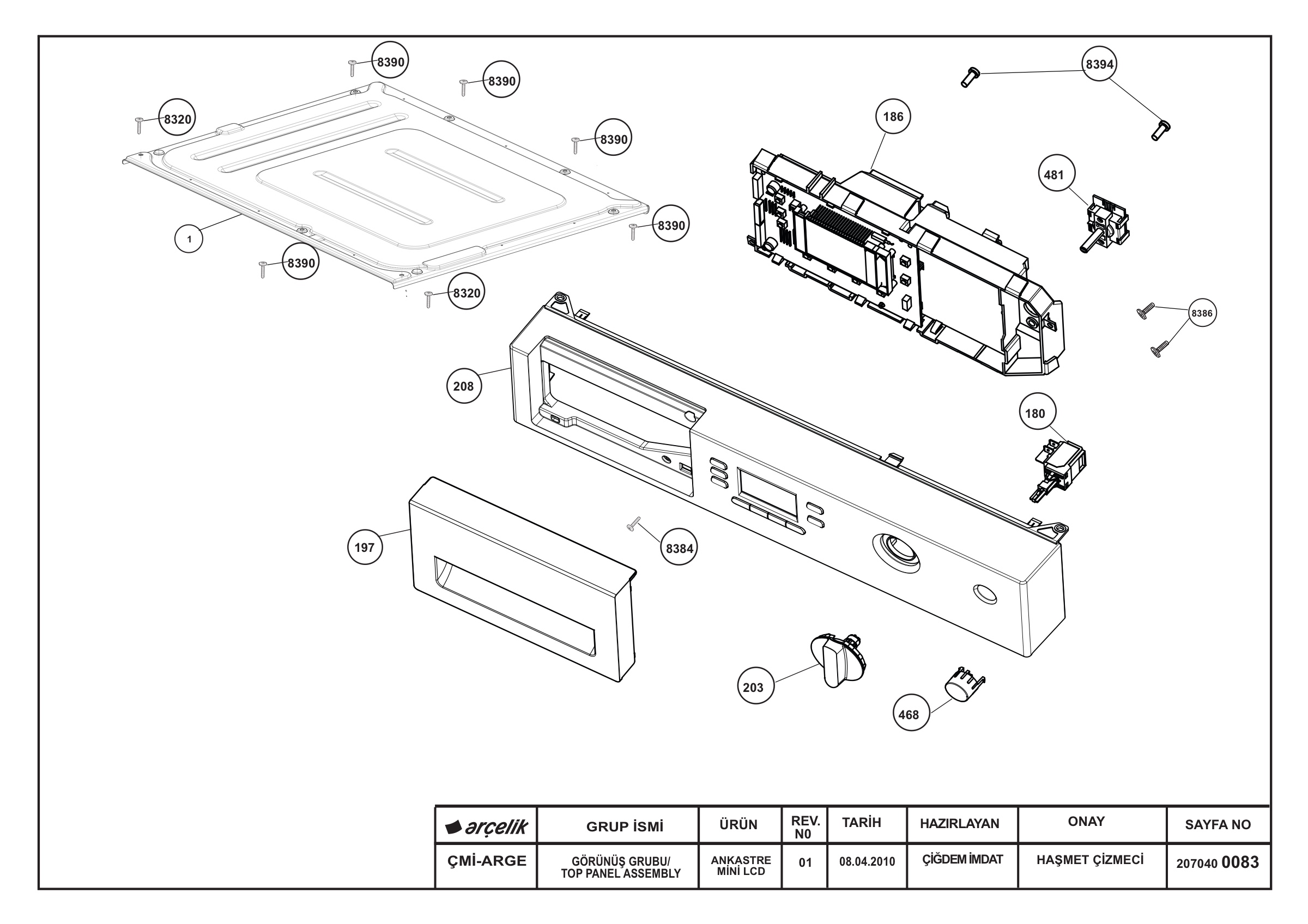 TOP PANEL ASSEMBLY ANKASTRE MLCD REV-01