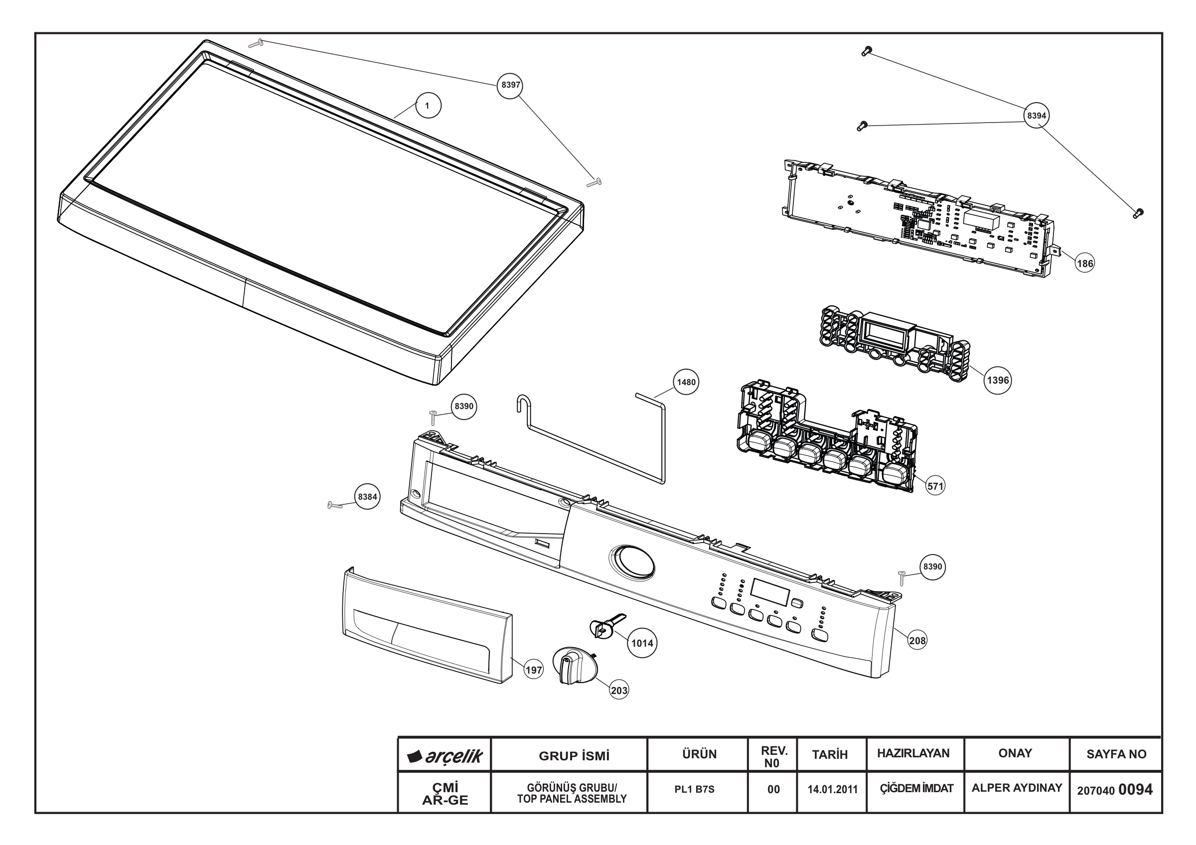 TOP PANEL ASSEMBLY PL1B7S REV-0