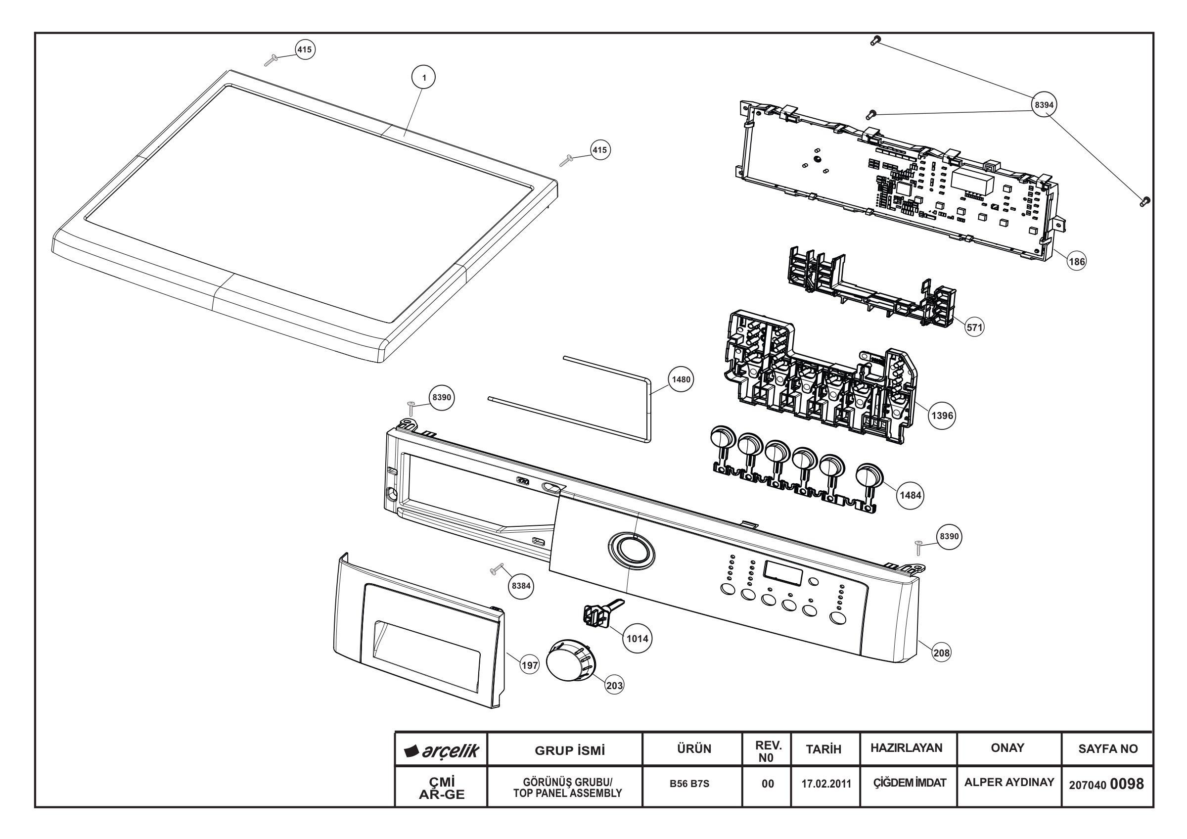 TOP PANEL ASSEMBLY B56 B7S (REV-00)