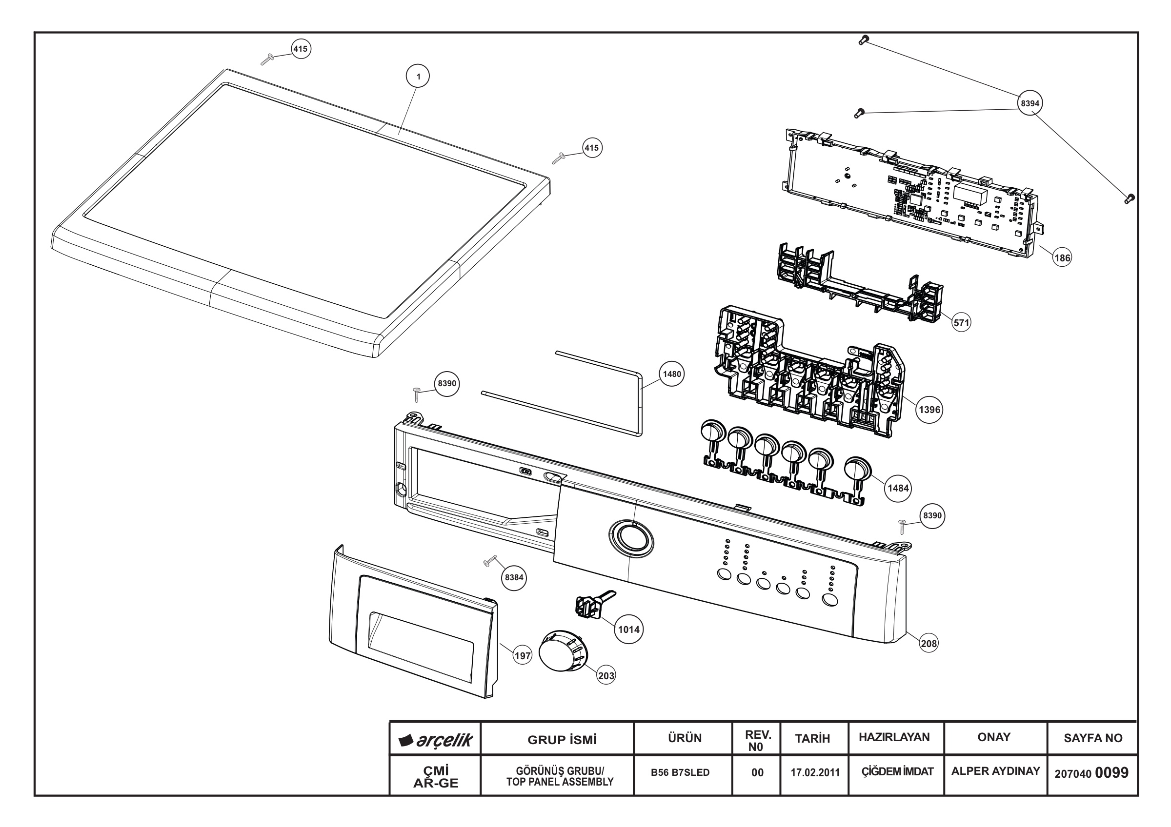 TOP PANEL ASSEMBLY B56 B7SLED (REV-00)