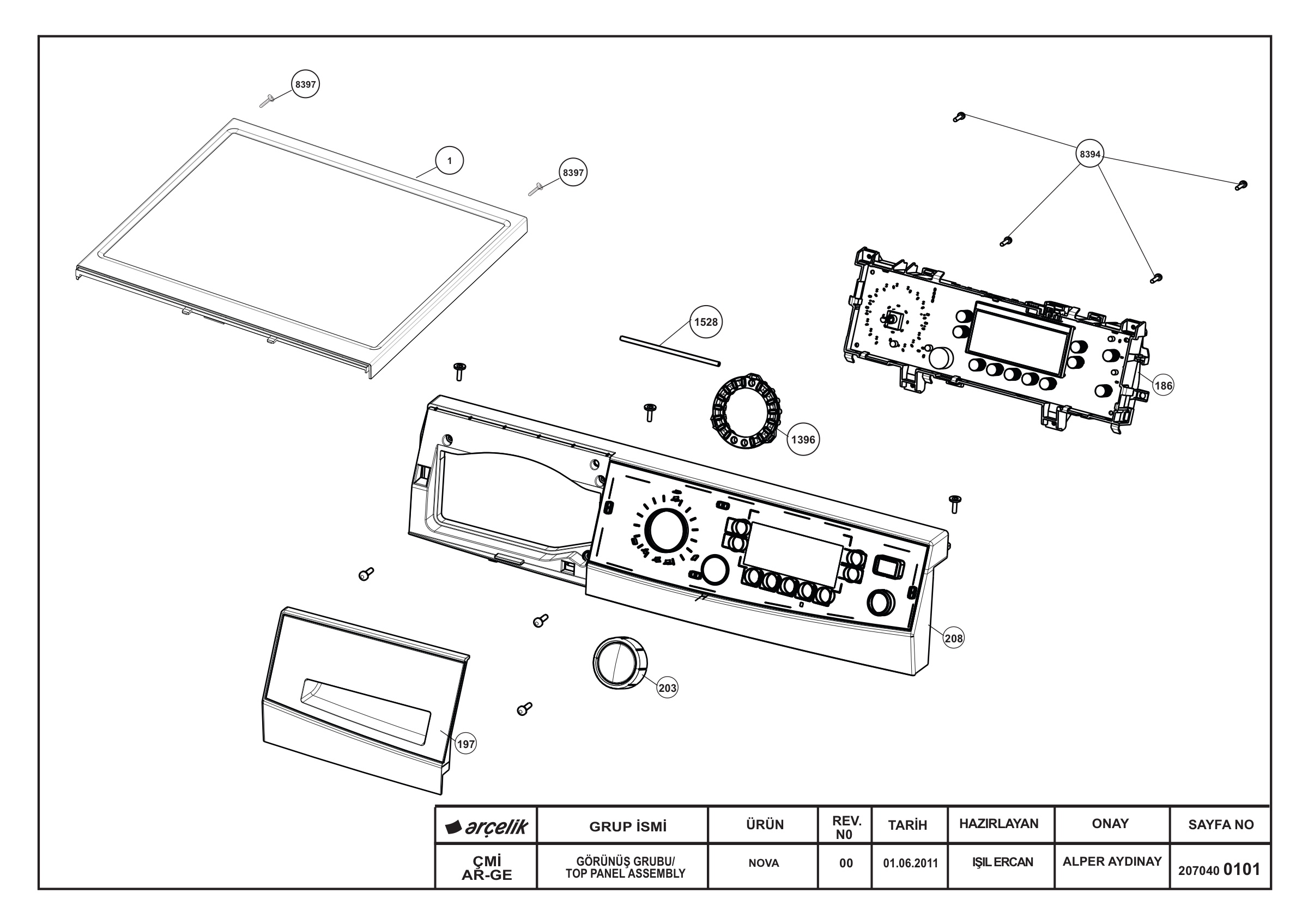 TOP PANEL ASSEMBLY NOVA