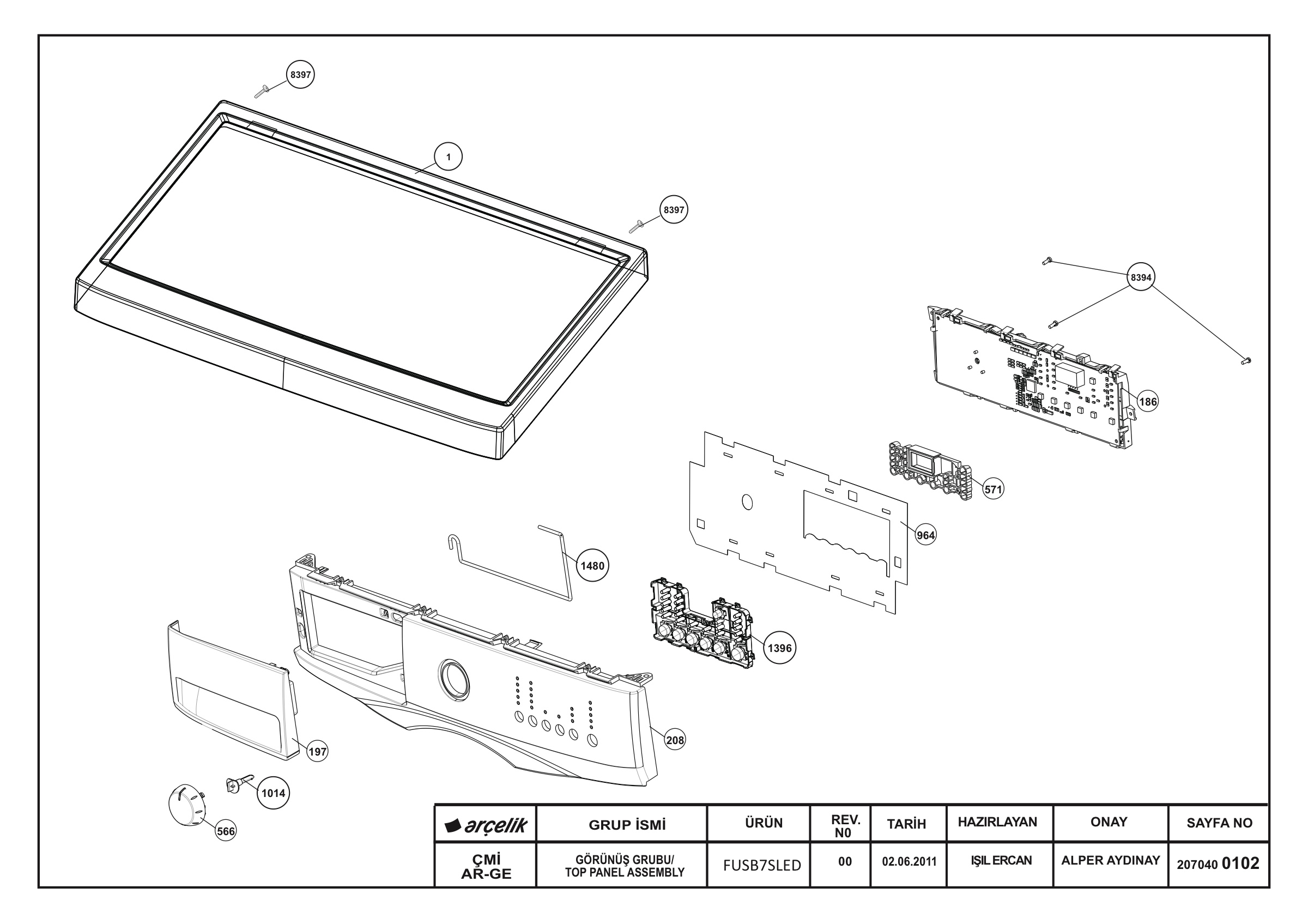 TOP PANEL ASSEMBLY FUSB7SLED (REV0)