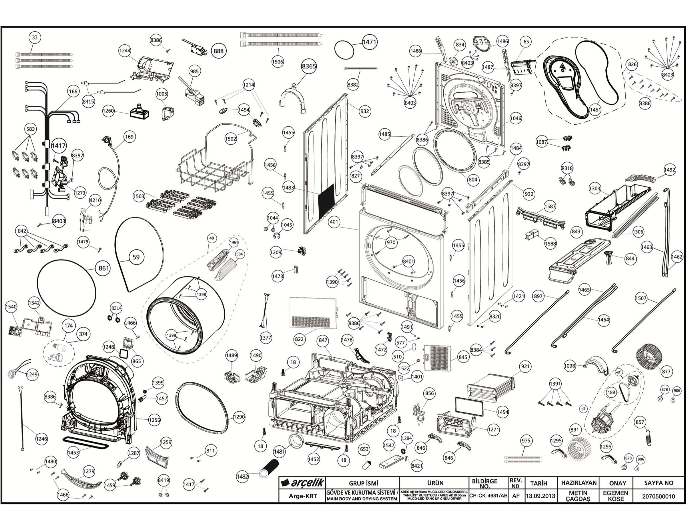 Ares MLCD Dryer AB09_AB10 Exploded View-Body Assembly