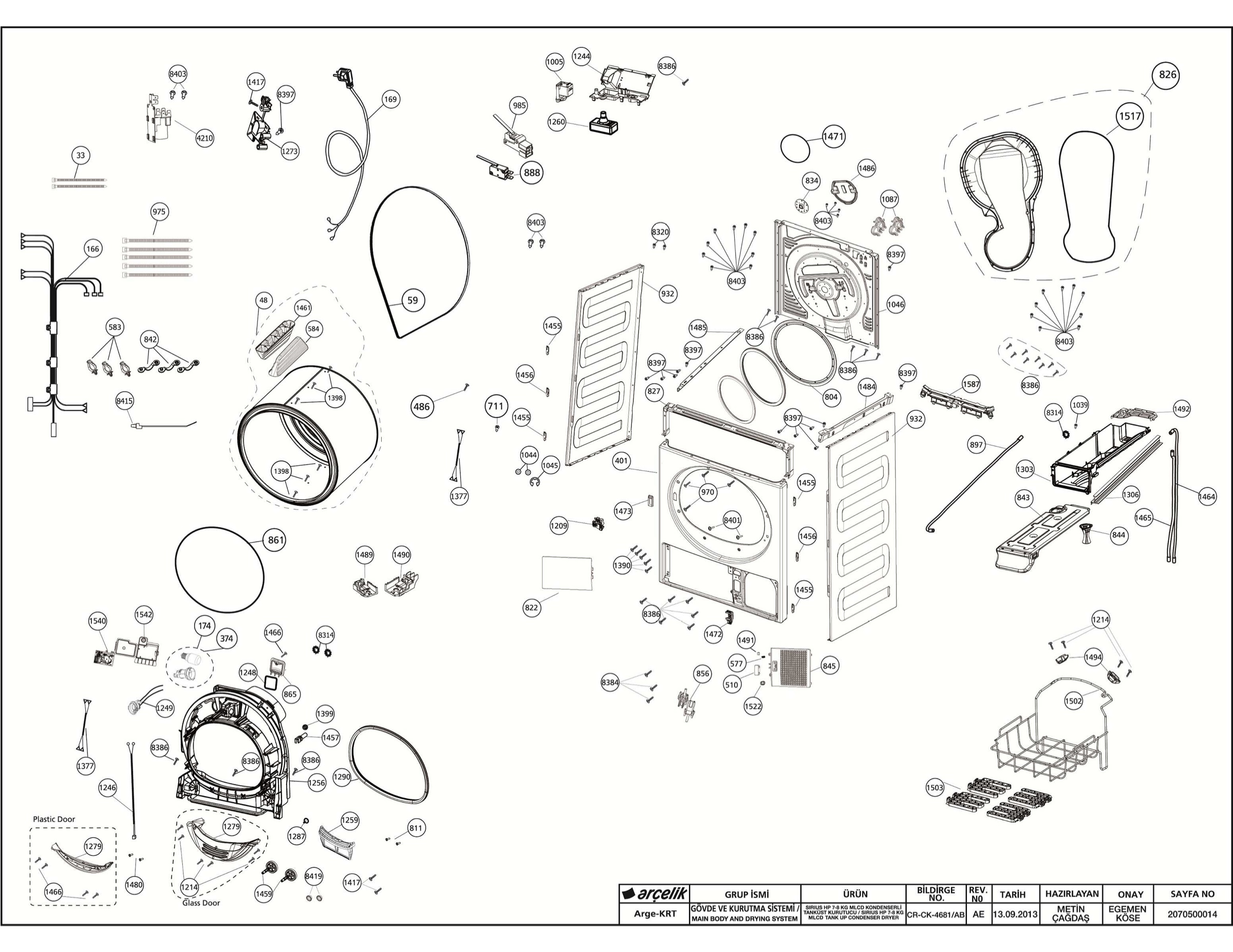 Sirius HP Dryer AB10 Exploded View-Body Assembly