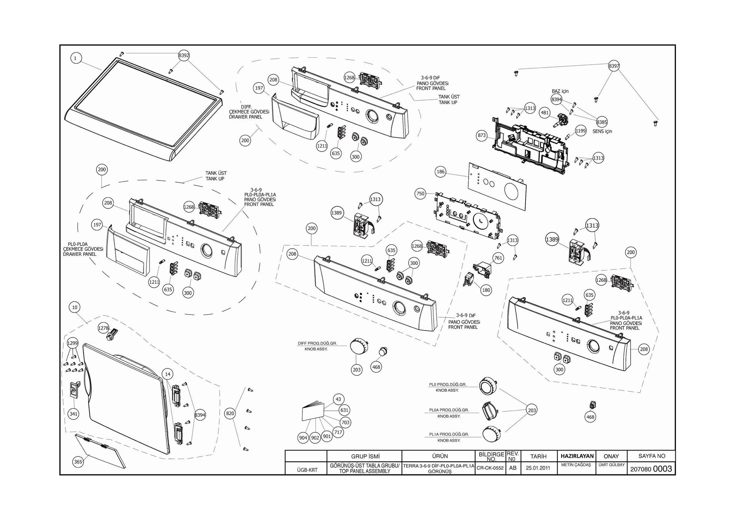 TOP PANEL ASSEMBLY (TERRA- 3-6-9 DIF-PL0-PL0A-PL1A) (REV_AB)