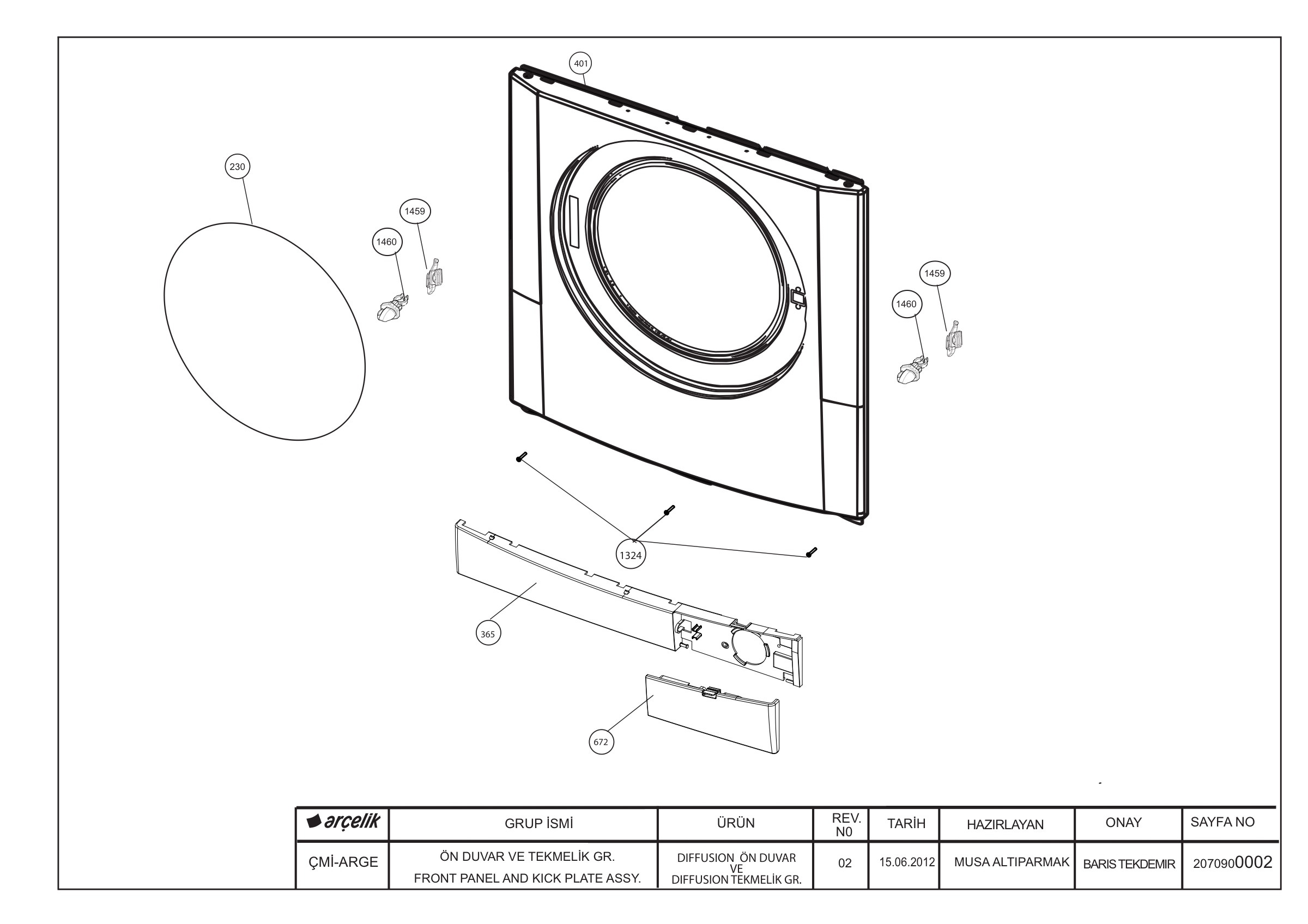 FRONT PANEL AND KICK PLATE ASSYEMBLY (REV02)