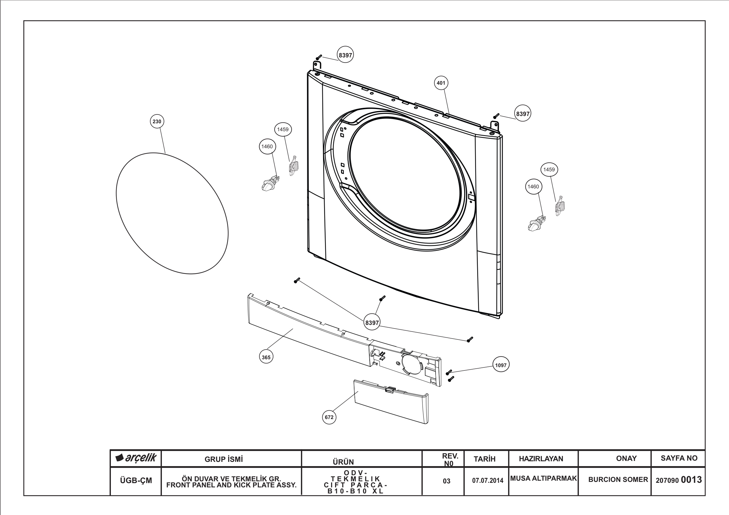 FRONT PANEL AND KICK PLATE ASSYEMBLY (REV02)