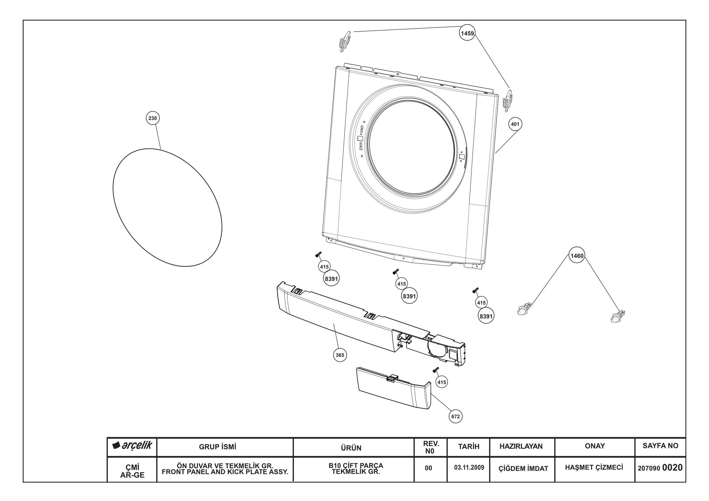 FRONT PANEL AND KICK PLATE ASSYEMBLY - REV0