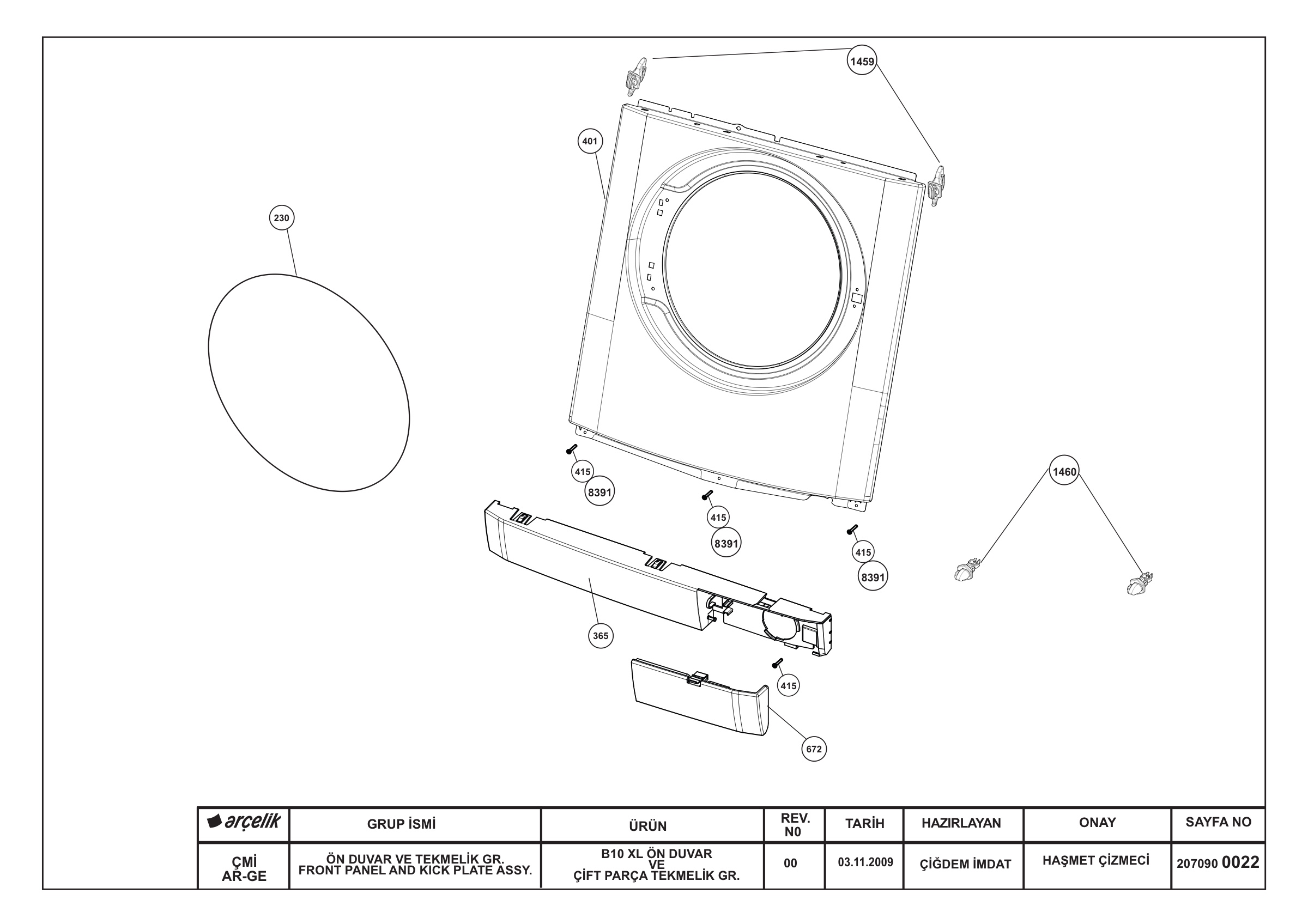 FRONT PANEL AND KICK PLATE ASSYEMBLY - REV0