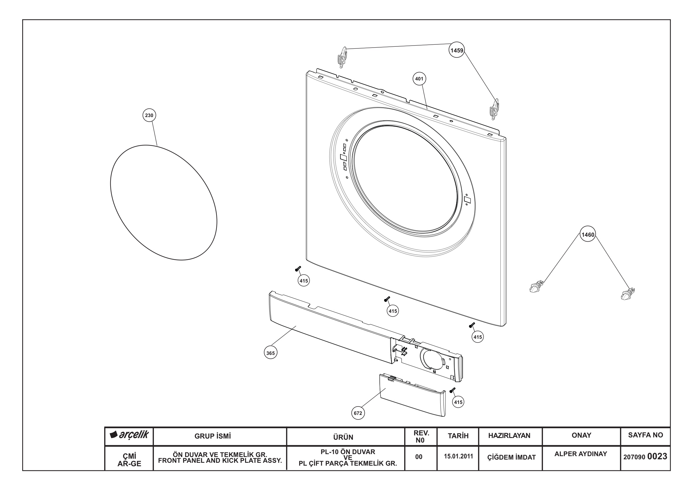 FRONT PANEL AND KICK PLATE ASSYEMBLY (REV-00)