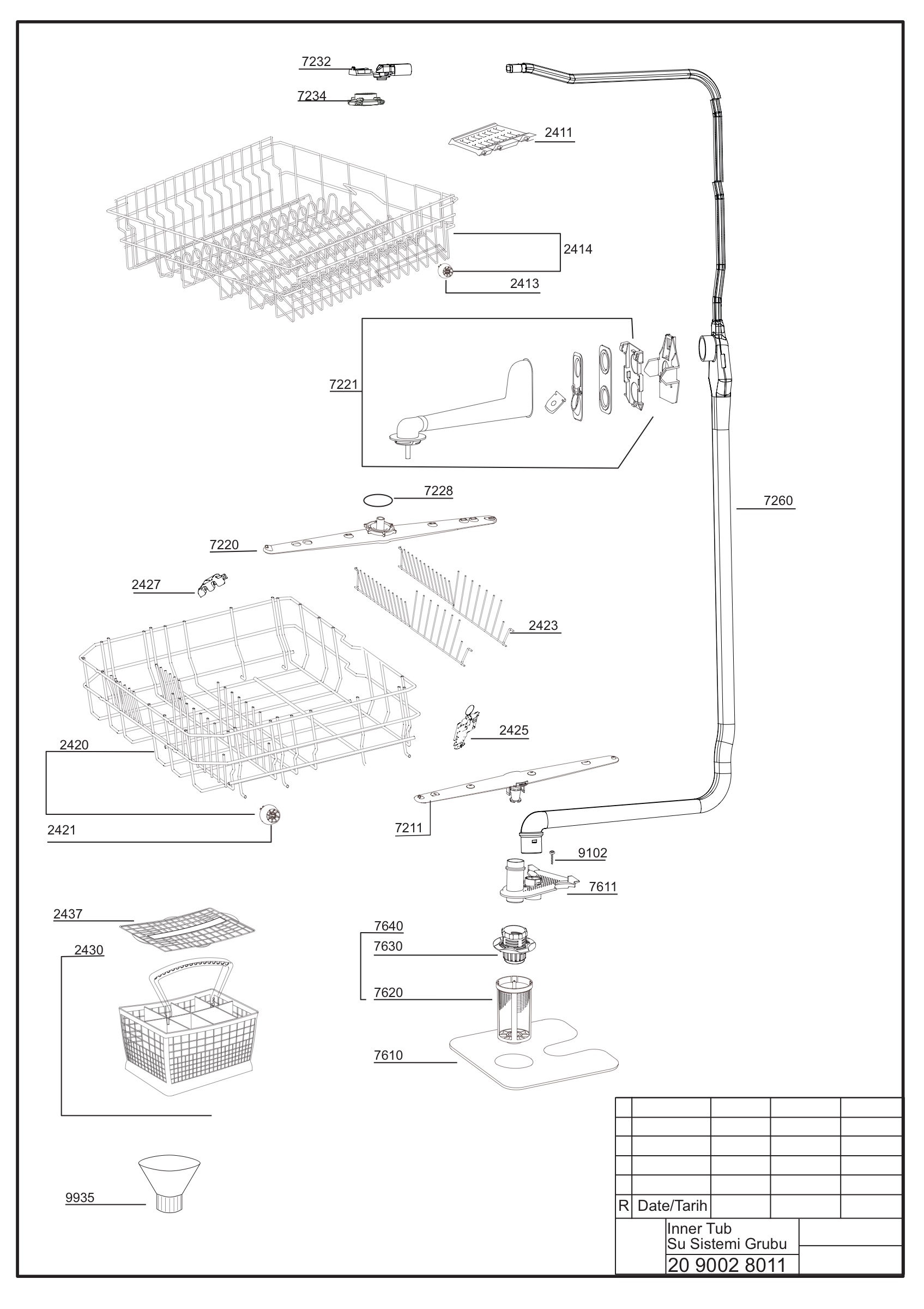 EXPLODED VIEW (INNER TUB)