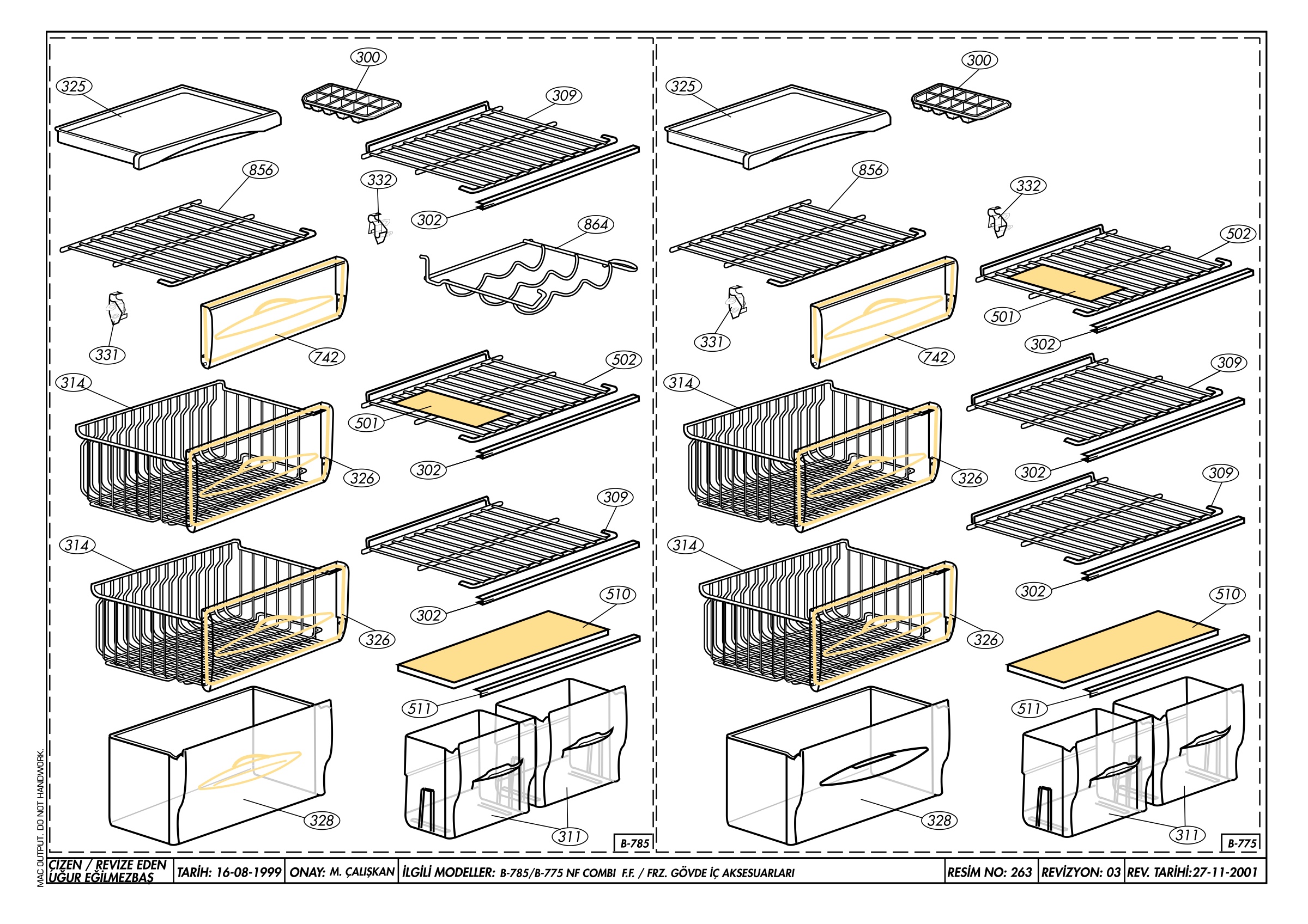 CABINET ACCESSORIES (B-775/785 WIRE SHELF)