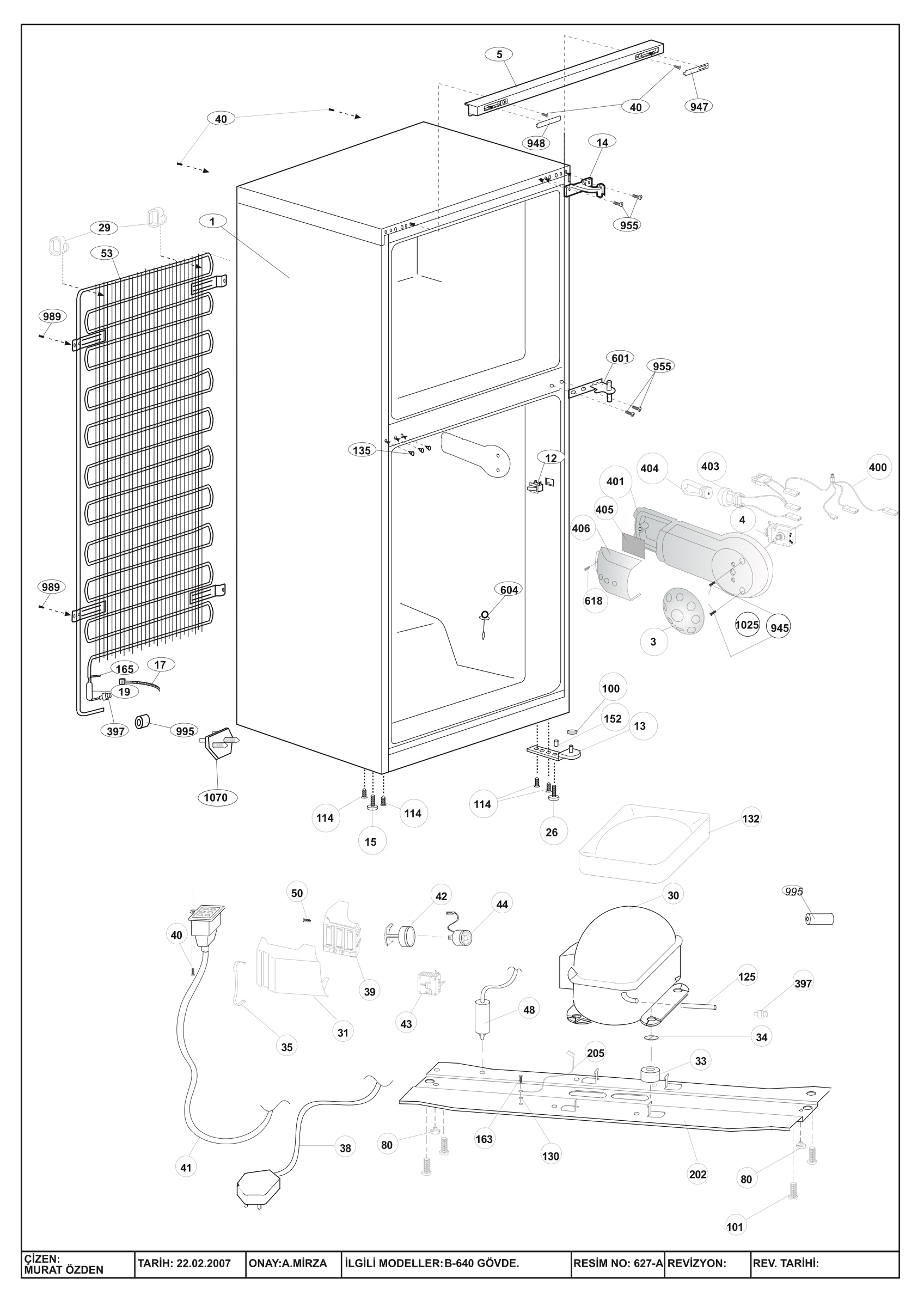CABINET-THERMOSTAT-COMPRESSOR ASSY. ( B-640 / MTH )