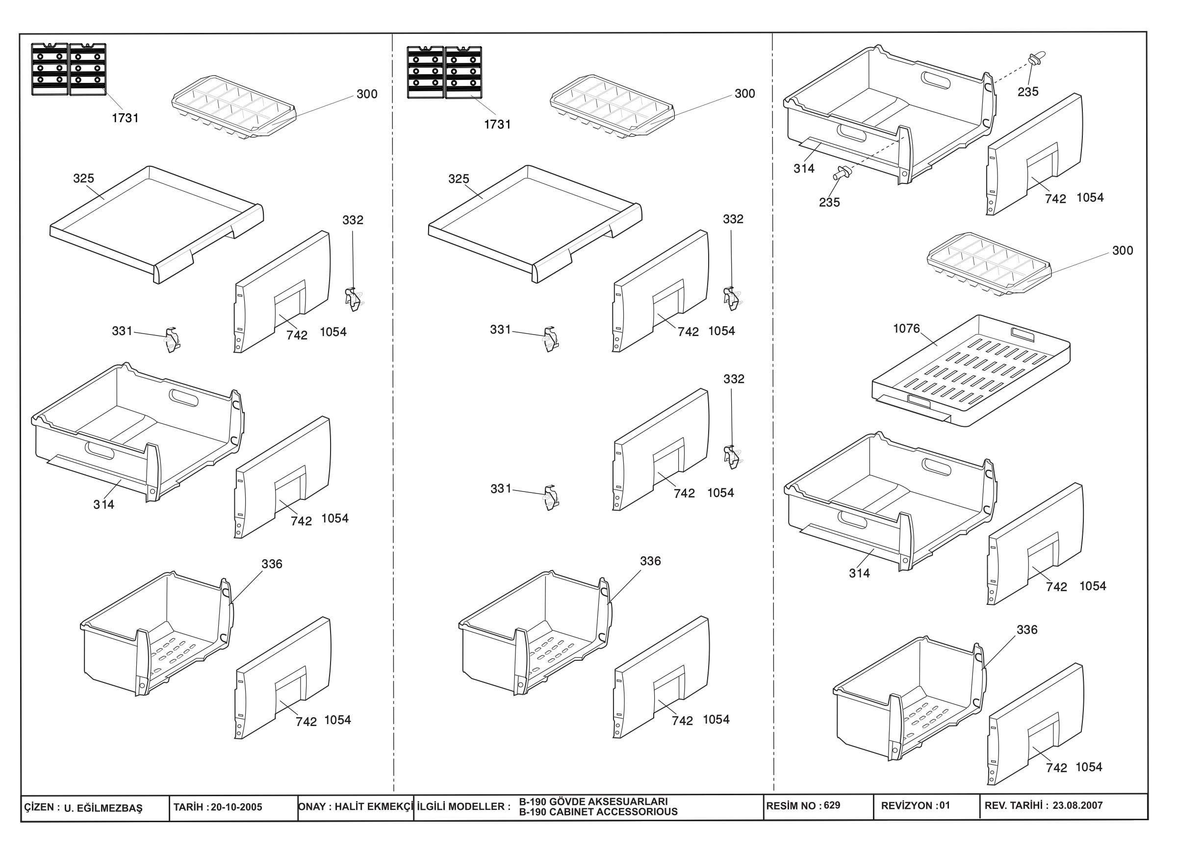 CABINET ACCESSORIES ASSEMBLY (B-190)