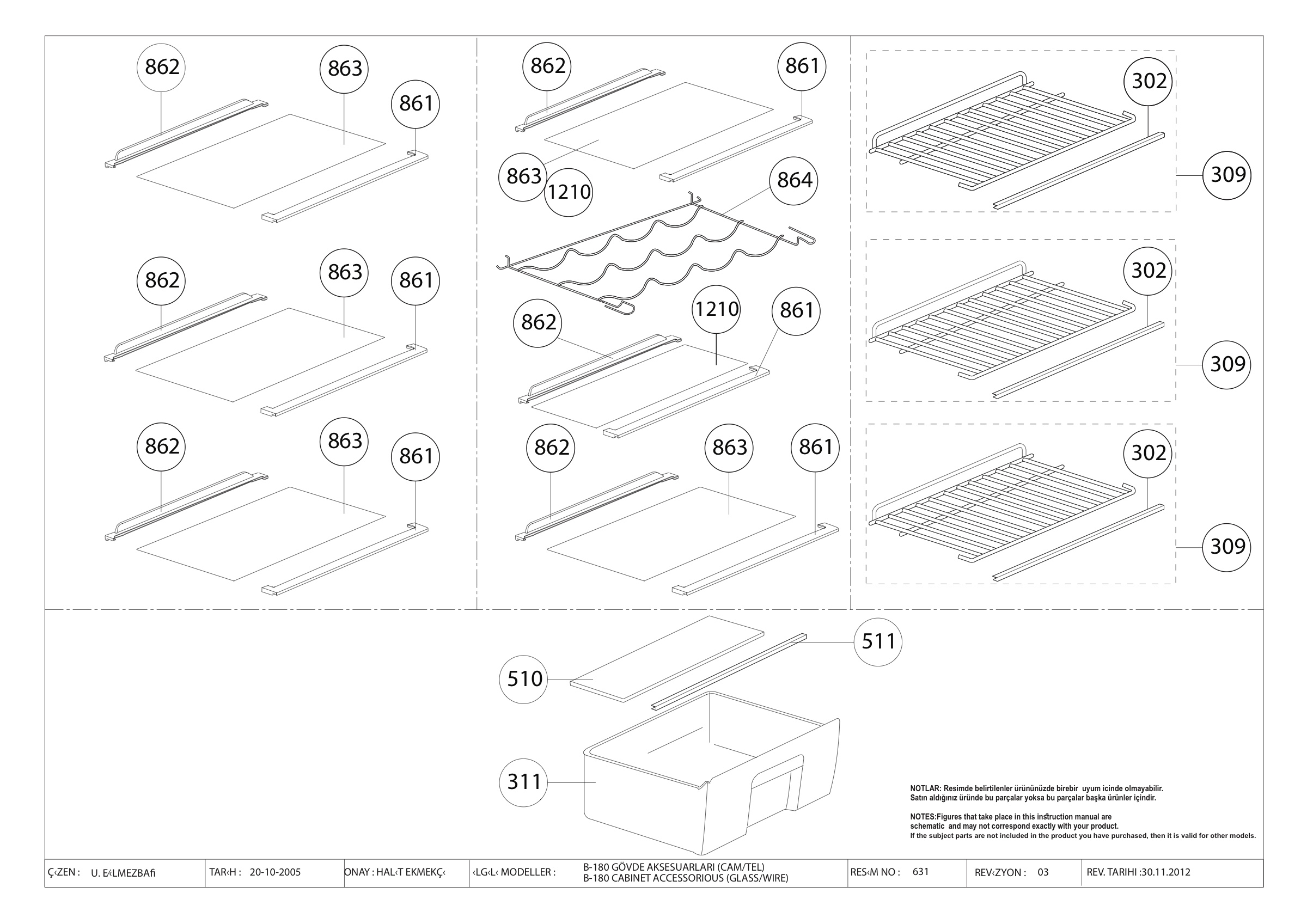 CABINET ACCESSORIES ASSEMBLY (B-180)