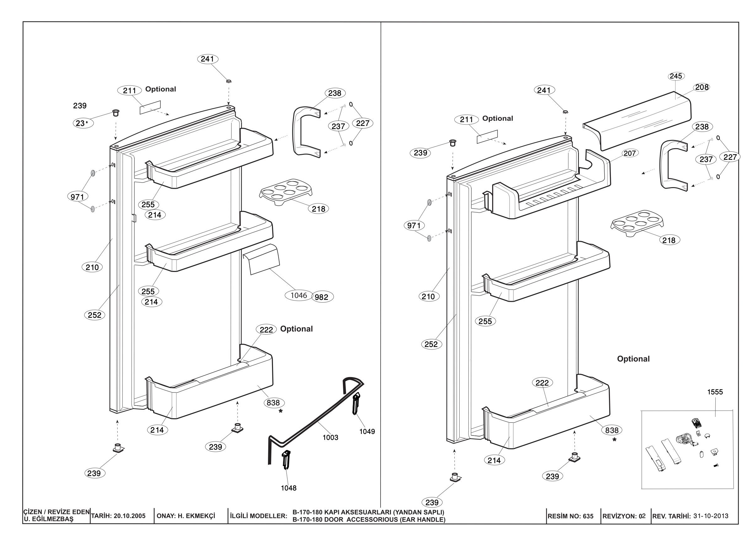 DOOR ASSEMBLY (B-170/175/180 EAR HANDLE)