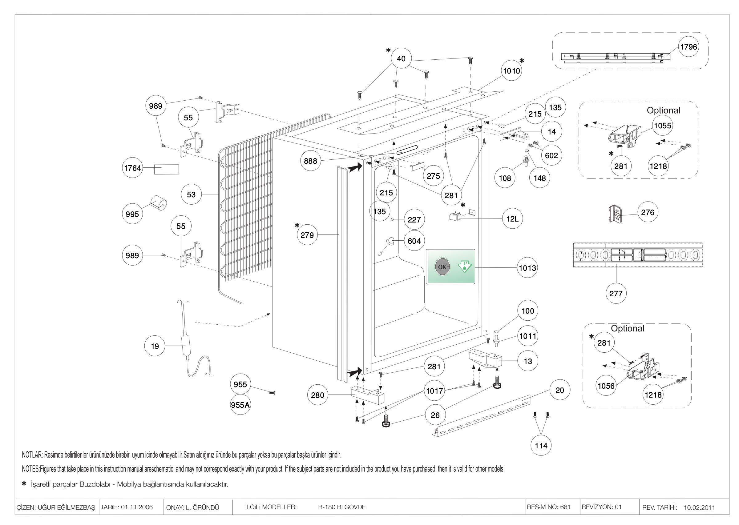CABINET ASSEMBLY (B-180 BUILT-IN)